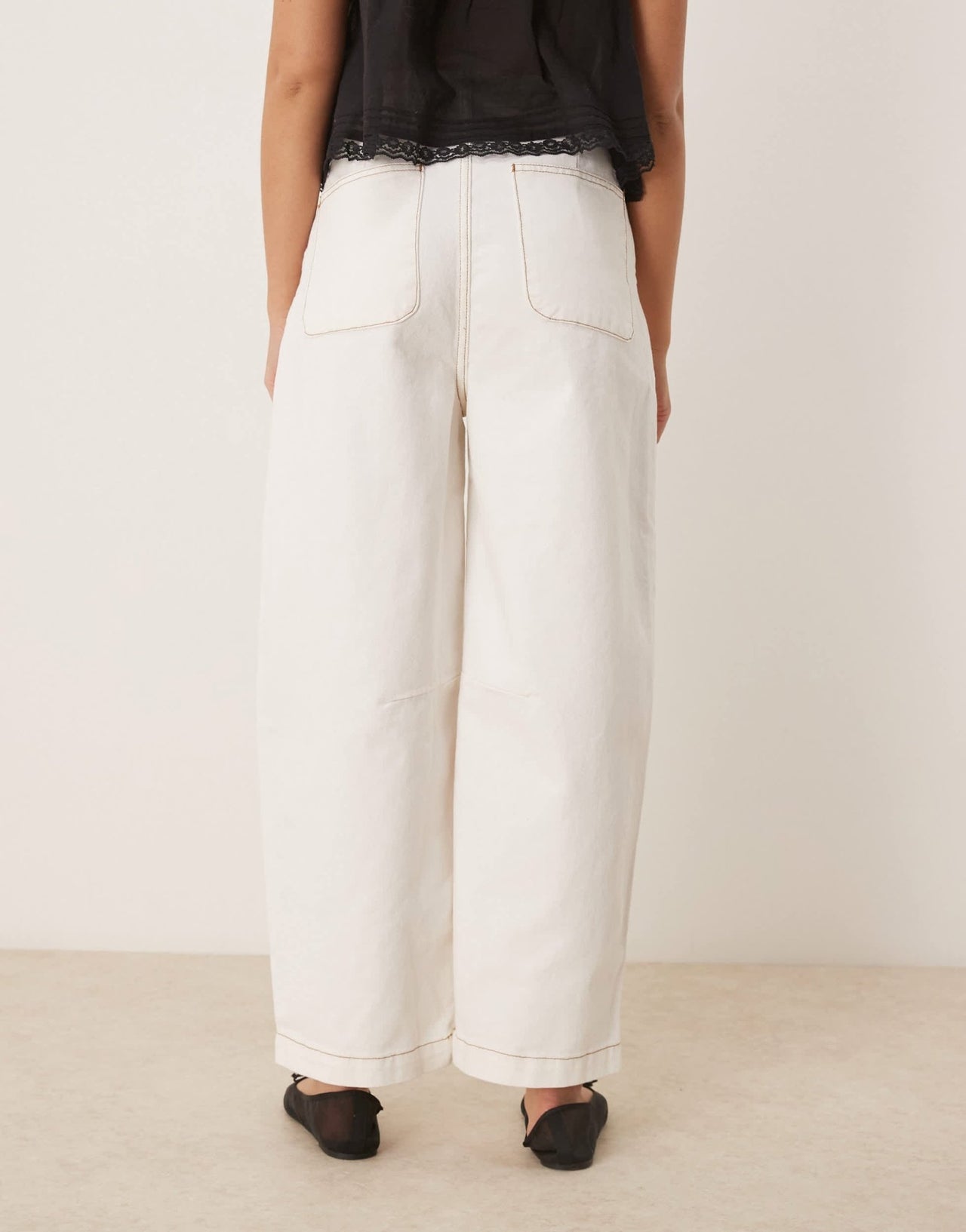 ASOS DESIGN denim arch leg trousers in ecru - ASOS Sample Sale