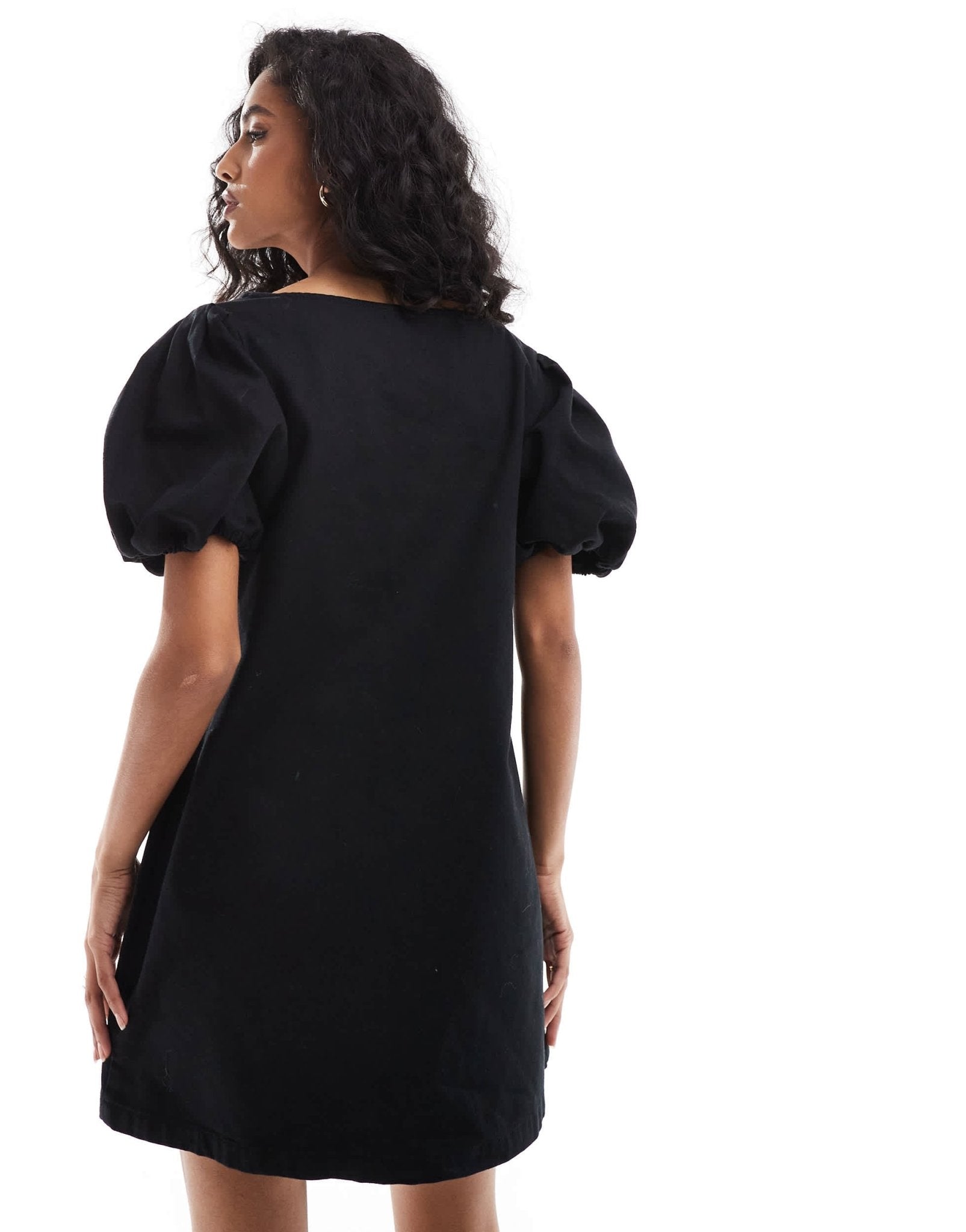 ASOS DESIGN denim asymmetric tie side mini dress in black - ASOS Sample Sale