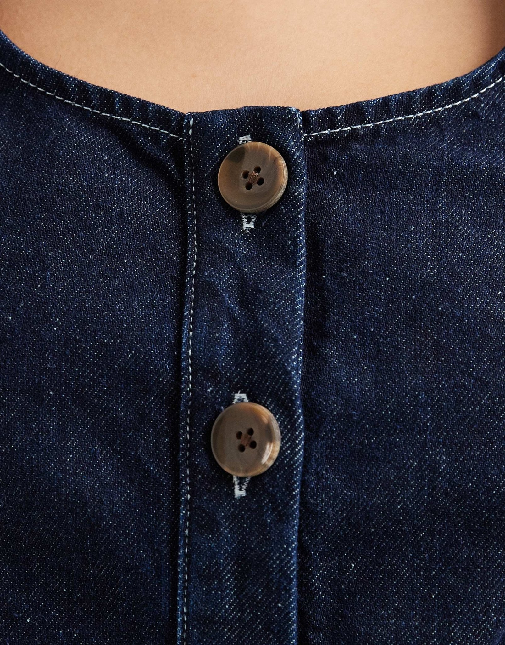 ASOS DESIGN denim bust detail top in mid blue - ASOS Sample Sale