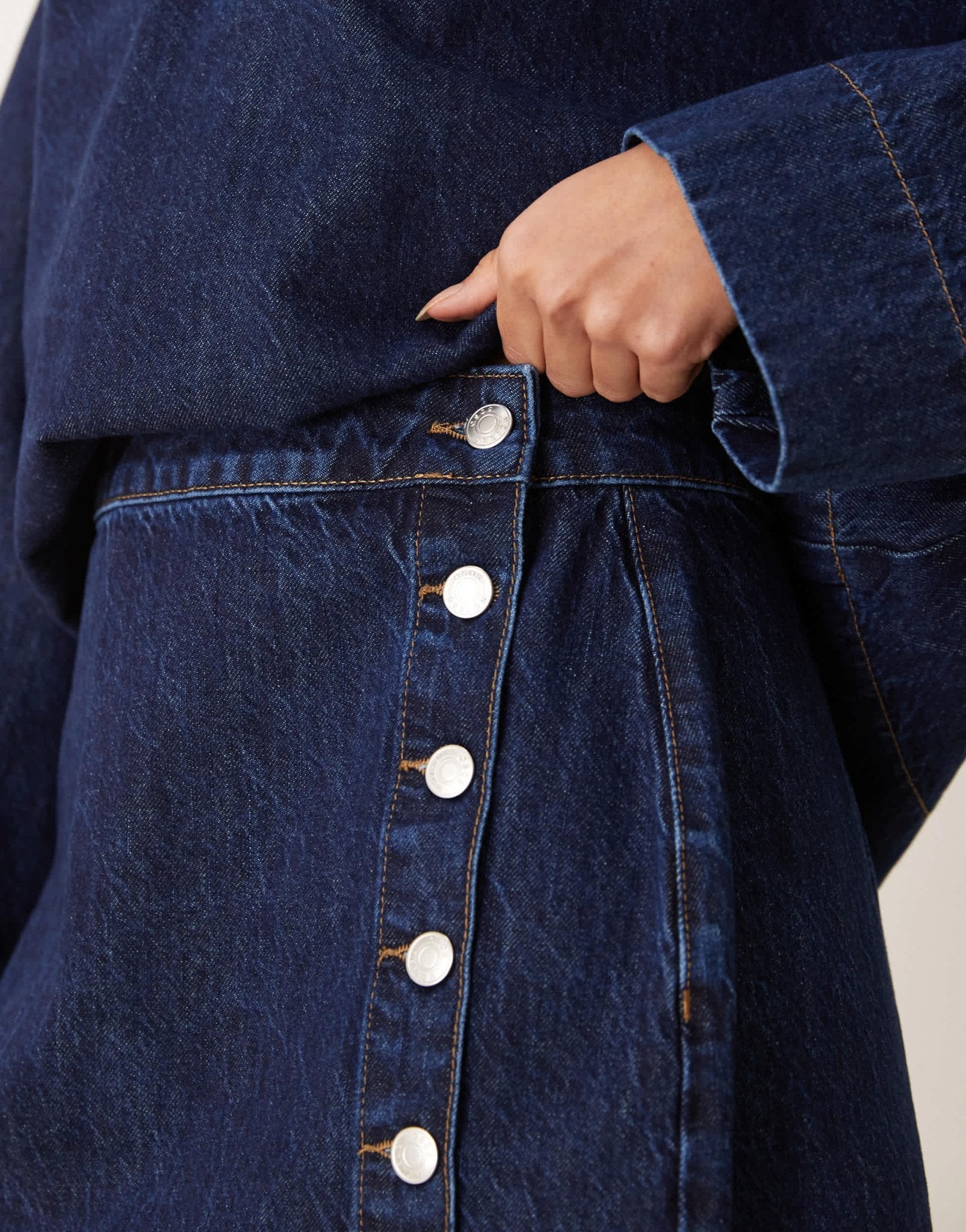 ASOS DESIGN denim button detail mini skirt in indigo - ASOS Sample Sale