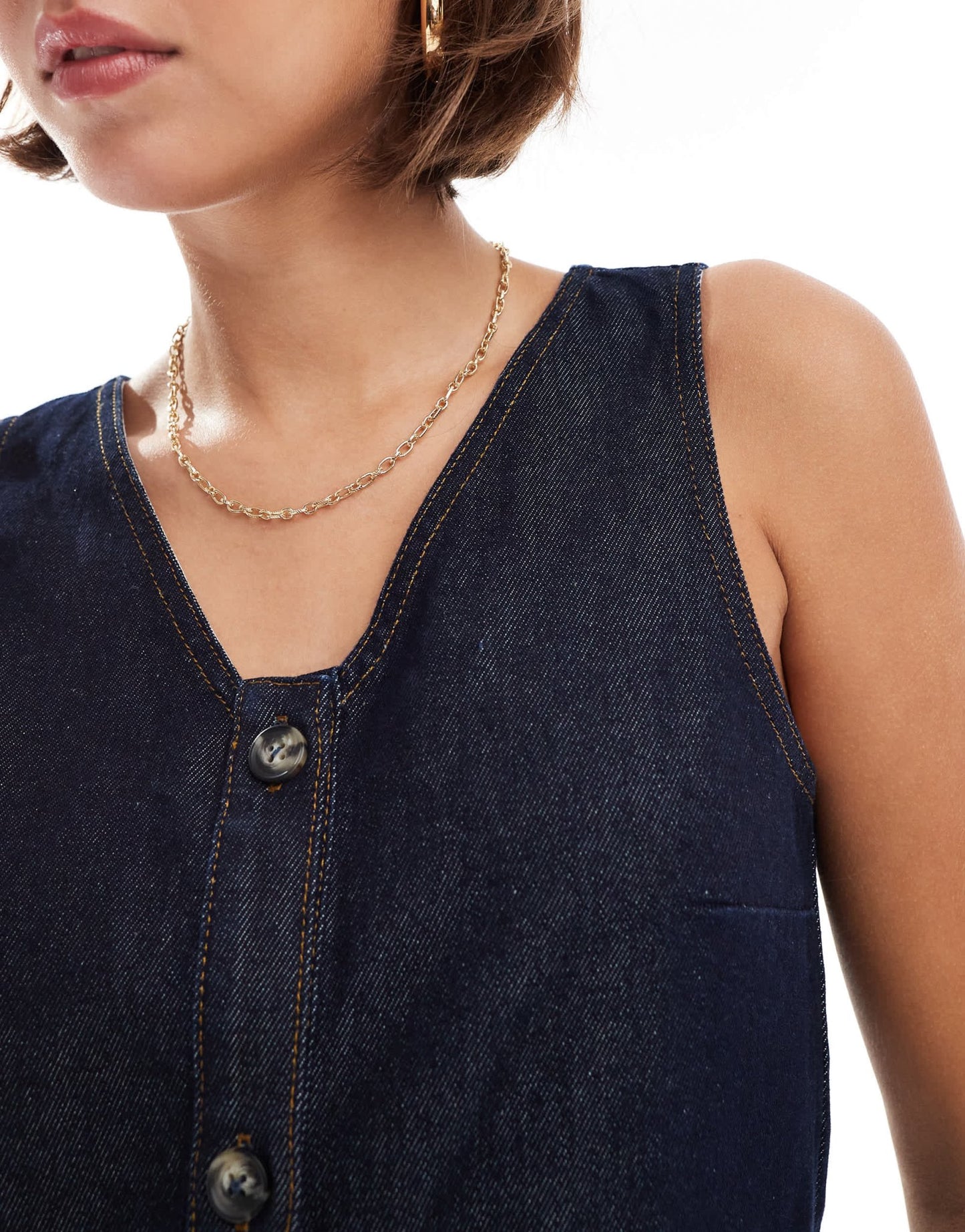 ASOS DESIGN denim button down dress in indigo - ASOS Sample Sale