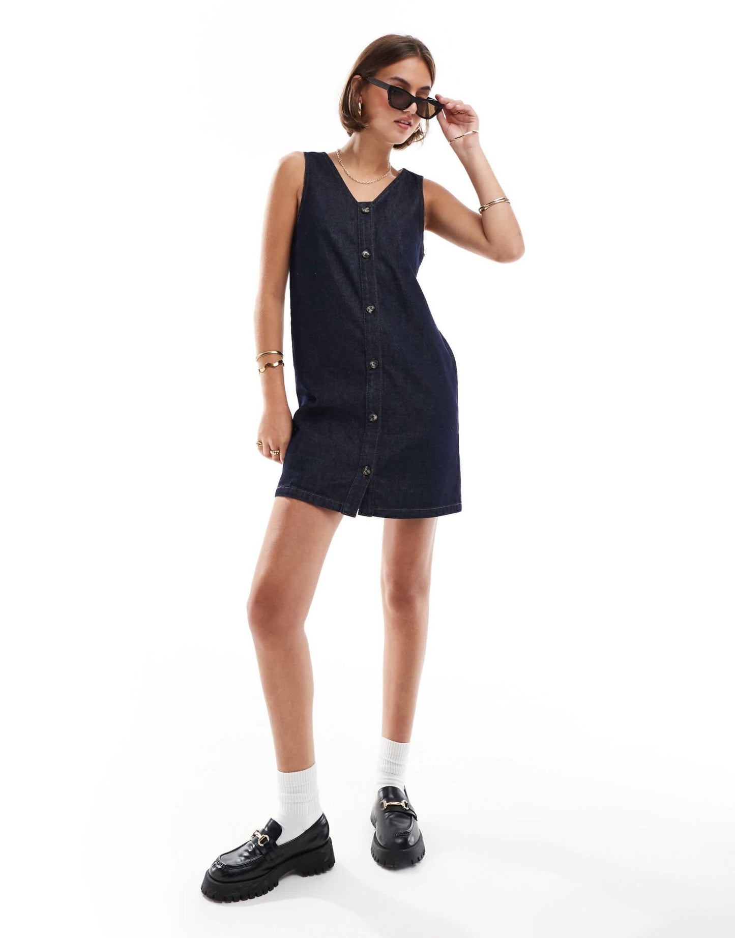 ASOS DESIGN denim button down dress in indigo - ASOS Sample Sale