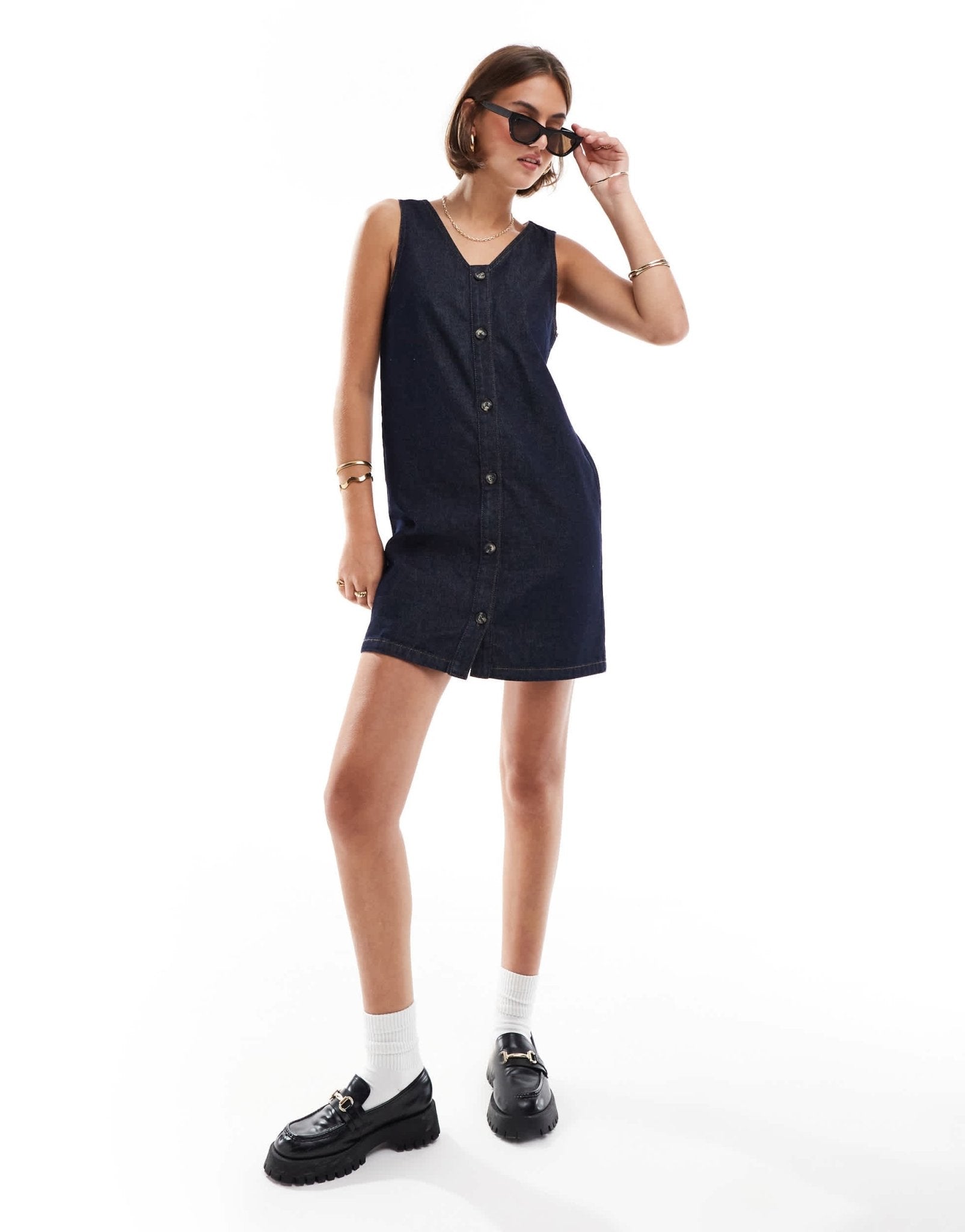 ASOS DESIGN denim button down dress in indigo - ASOS Sample Sale