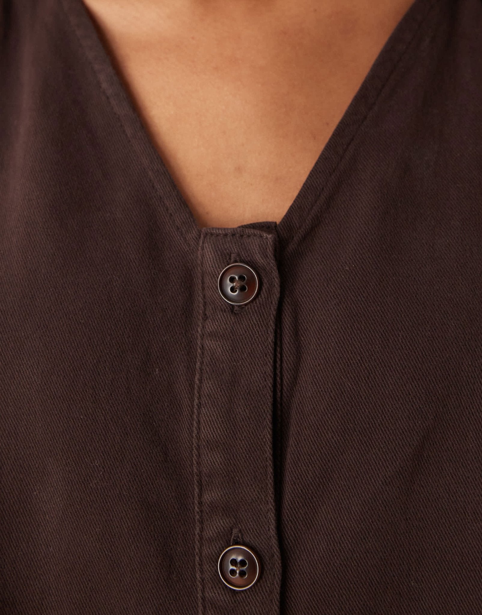 ASOS DESIGN denim button down maxi dress in brown - ASOS Sample Sale