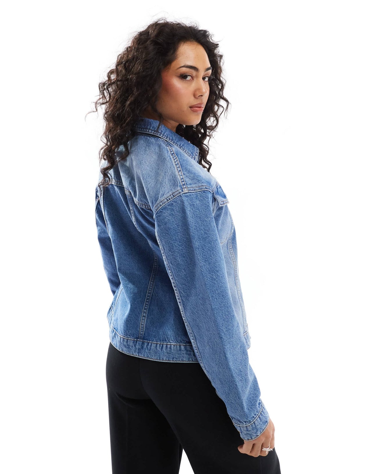 ASOS DESIGN denim cinched jacket in mid blue - ASOS Sample Sale