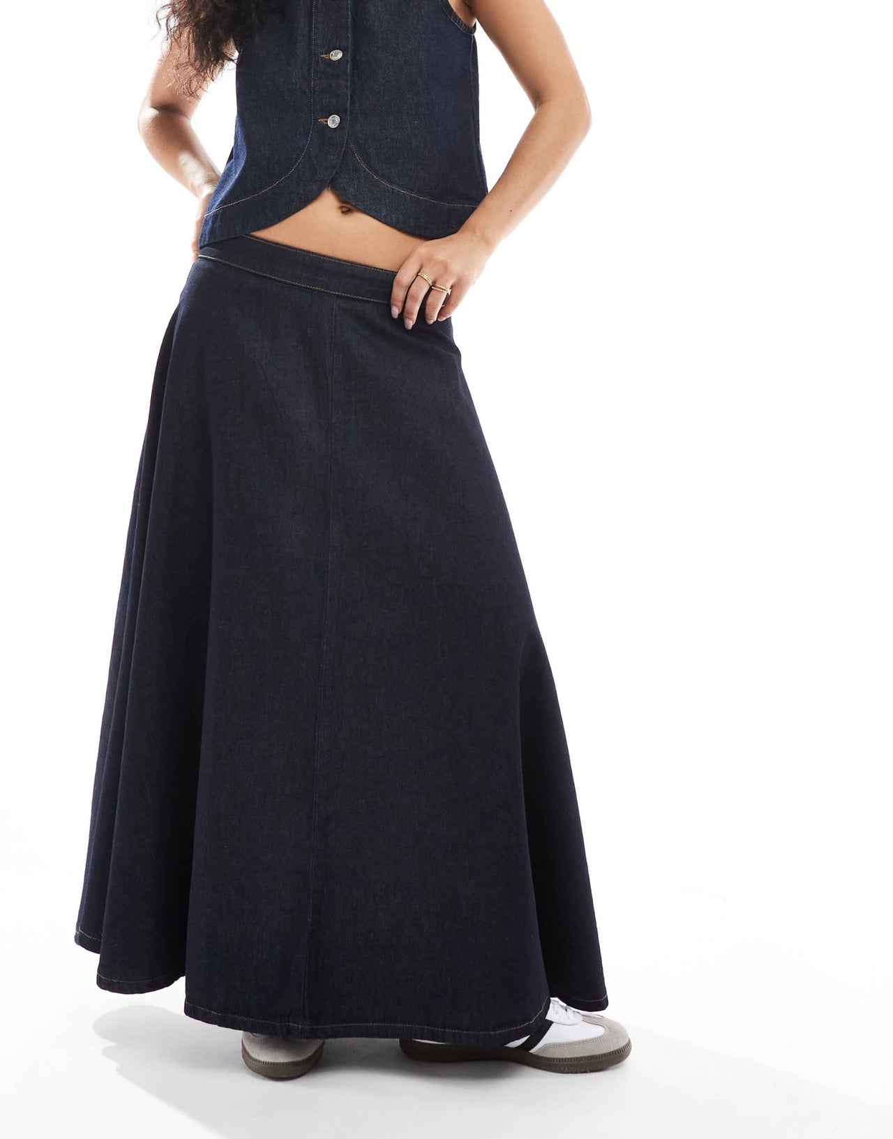 ASOS DESIGN denim circle skirt in indigo - ASOS Sample Sale