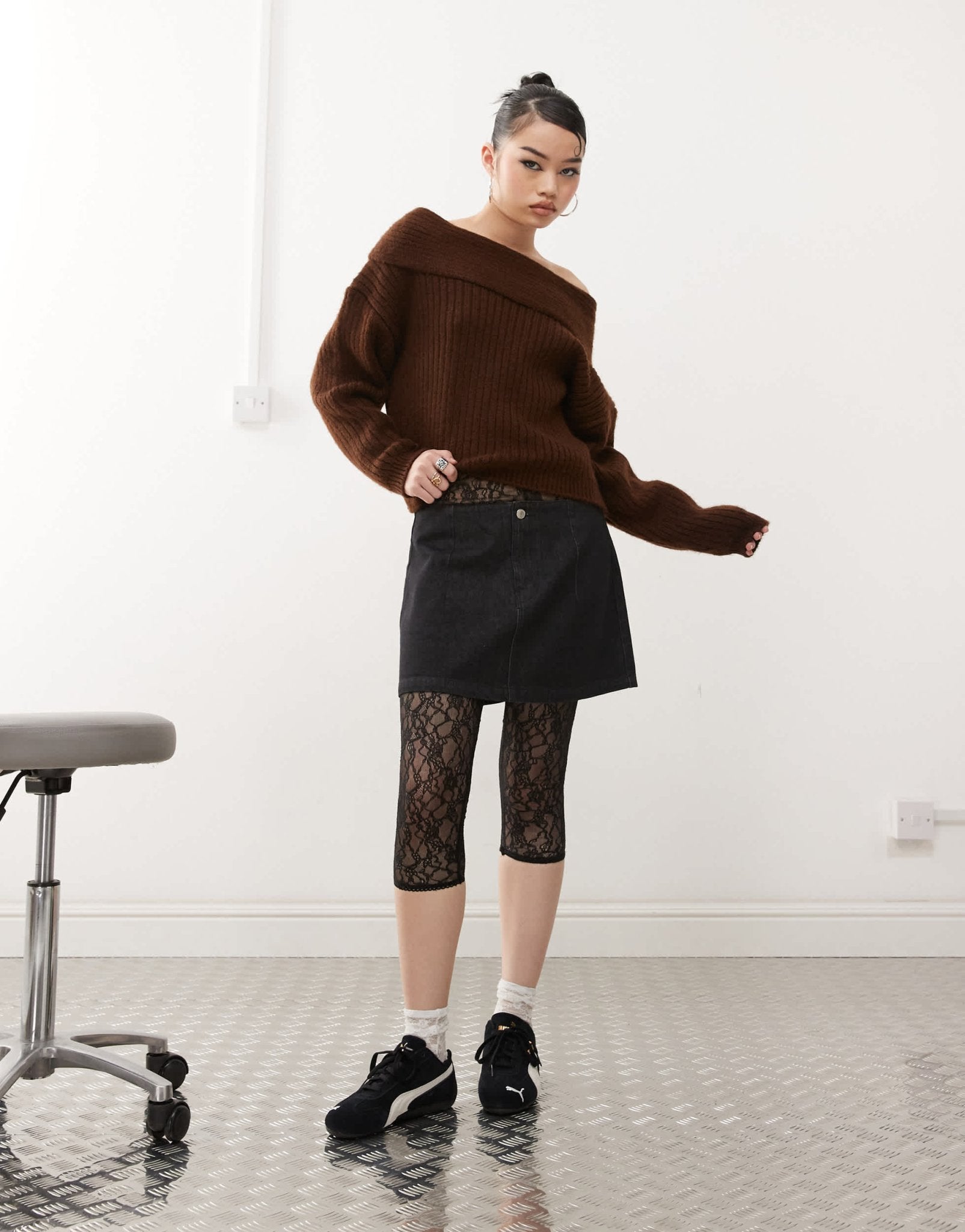 ASOS DESIGN denim clean waistband pelmet skirt in rinse black - ASOS Sample Sale