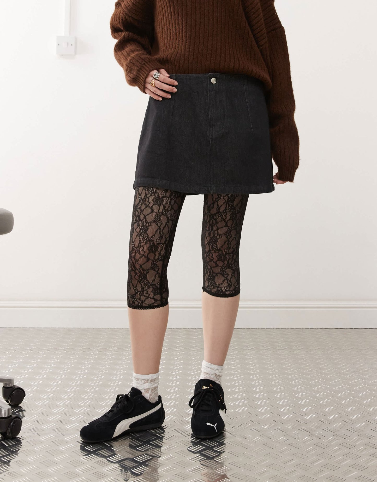 ASOS DESIGN denim clean waistband pelmet skirt in rinse black - ASOS Sample Sale