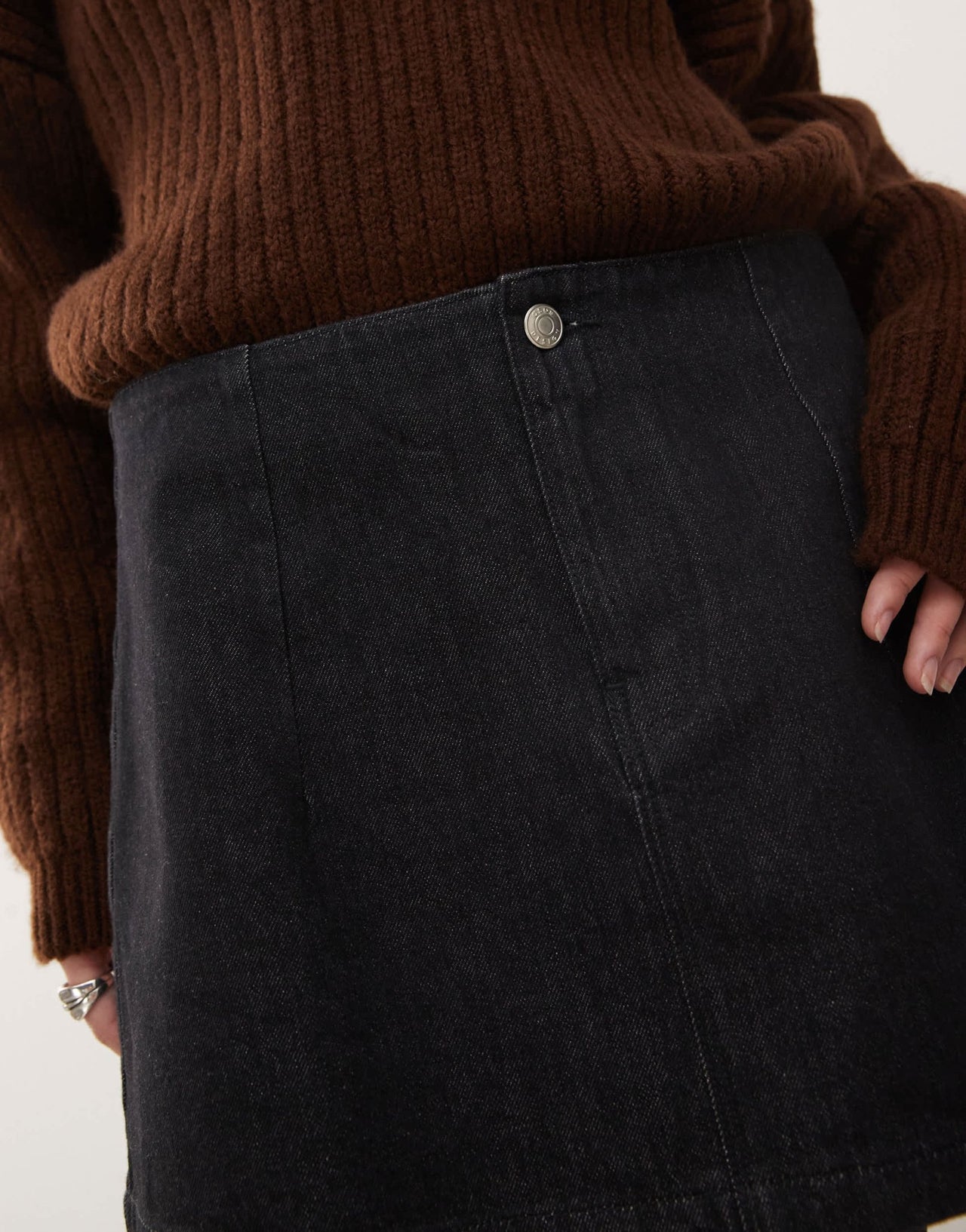 ASOS DESIGN denim clean waistband pelmet skirt in rinse black - ASOS Sample Sale