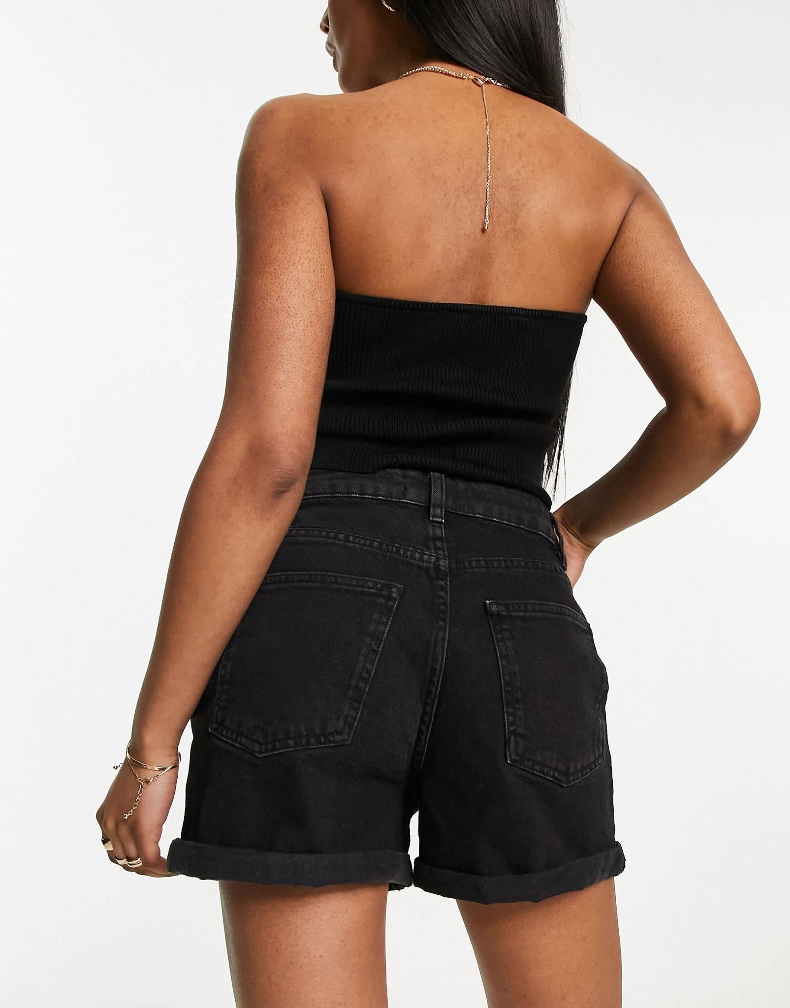 ASOS DESIGN denim comfort mom short in washed black - ASOS Sample Sale