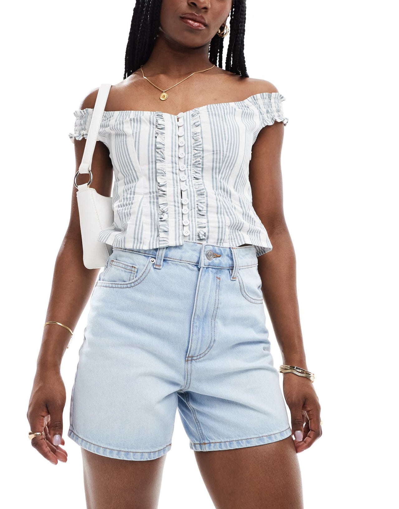 ASOS DESIGN denim dad short in light wash blue - ASOS Sample Sale