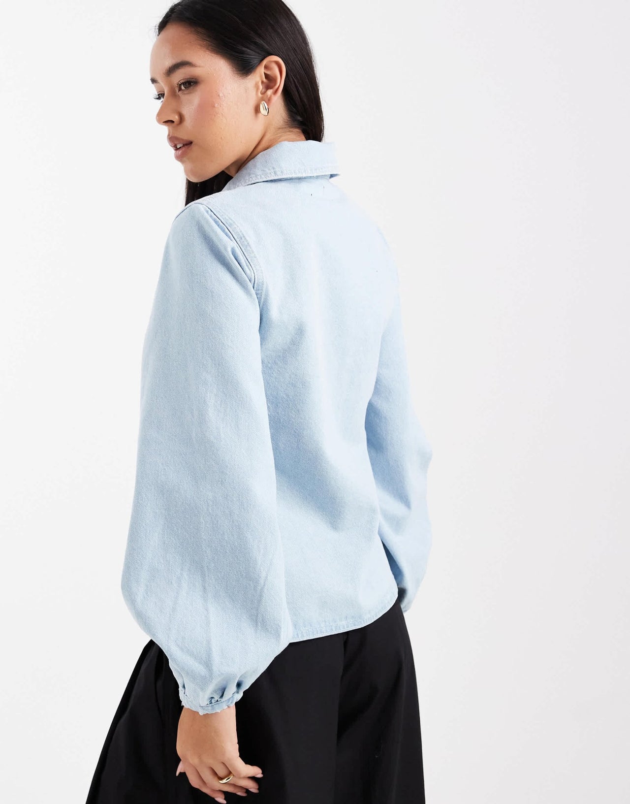 ASOS DESIGN denim dress with puff sleeves in indigo - ASOS Sample Sale