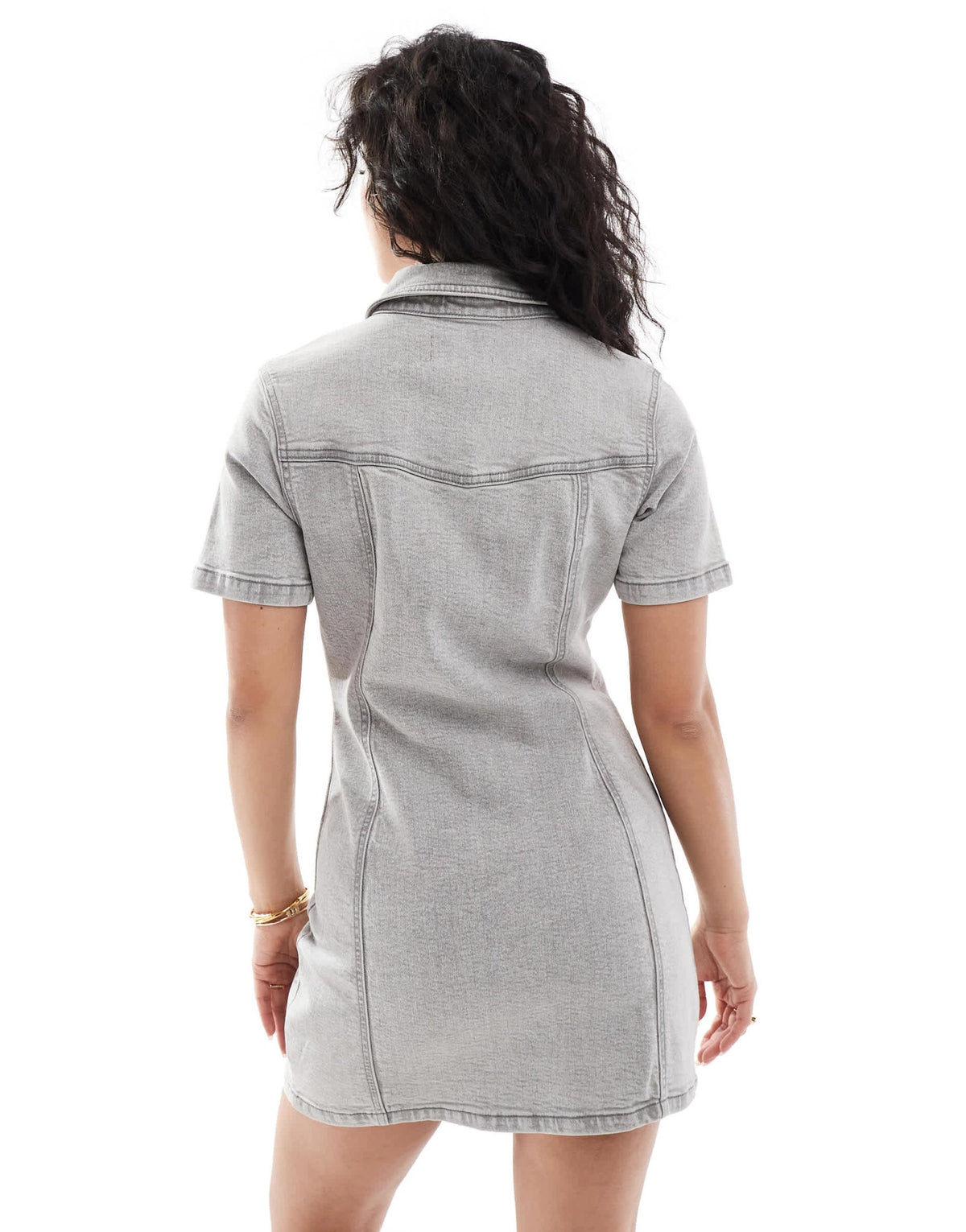 ASOS DESIGN denim fitted shirt dress in grey wash - ASOS Sample Sale