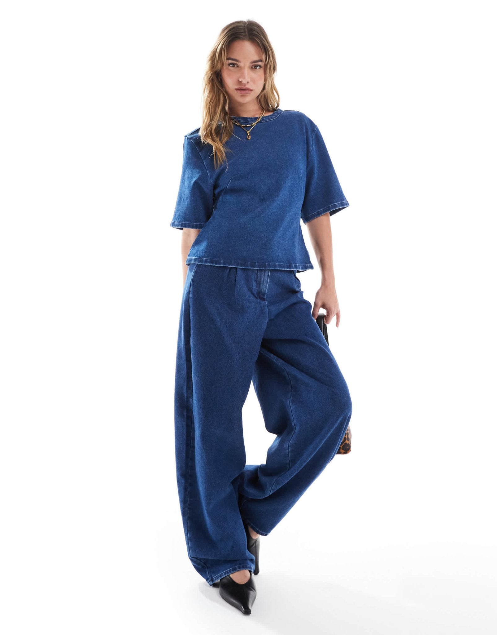 ASOS DESIGN denim jersey premium t-shirt in midwash blue - ASOS Sample Sale