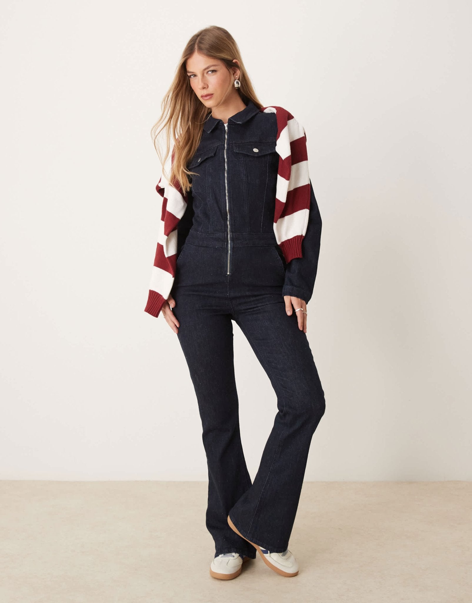 ASOS DESIGN denim long sleeve jumpsuit in indigo - ASOS Sample Sale