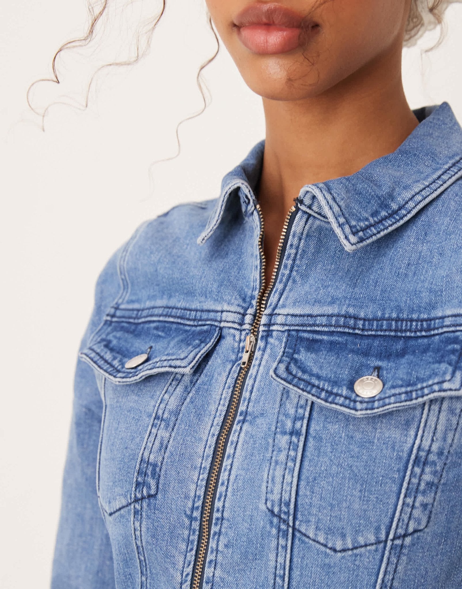 ASOS DESIGN denim long sleeve jumpsuit in mid blue - ASOS Sample Sale