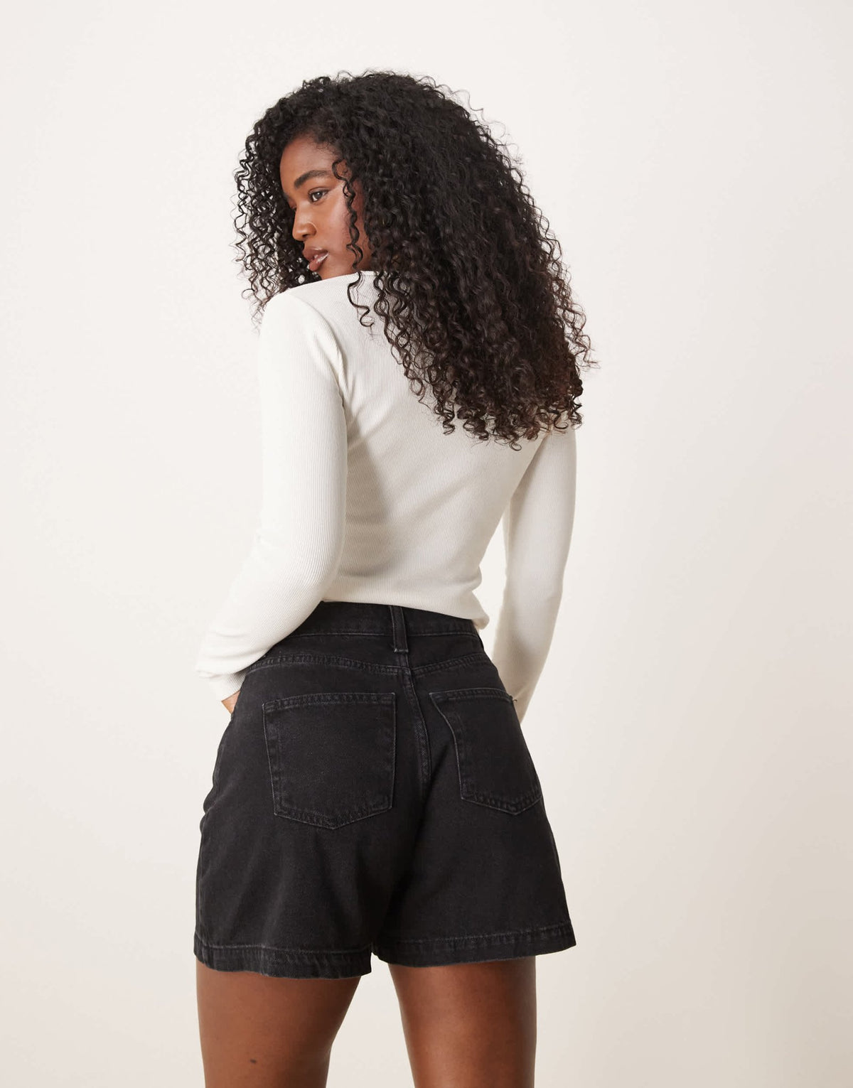 ASOS DESIGN denim longer A line short in black - ASOS Sample Sale