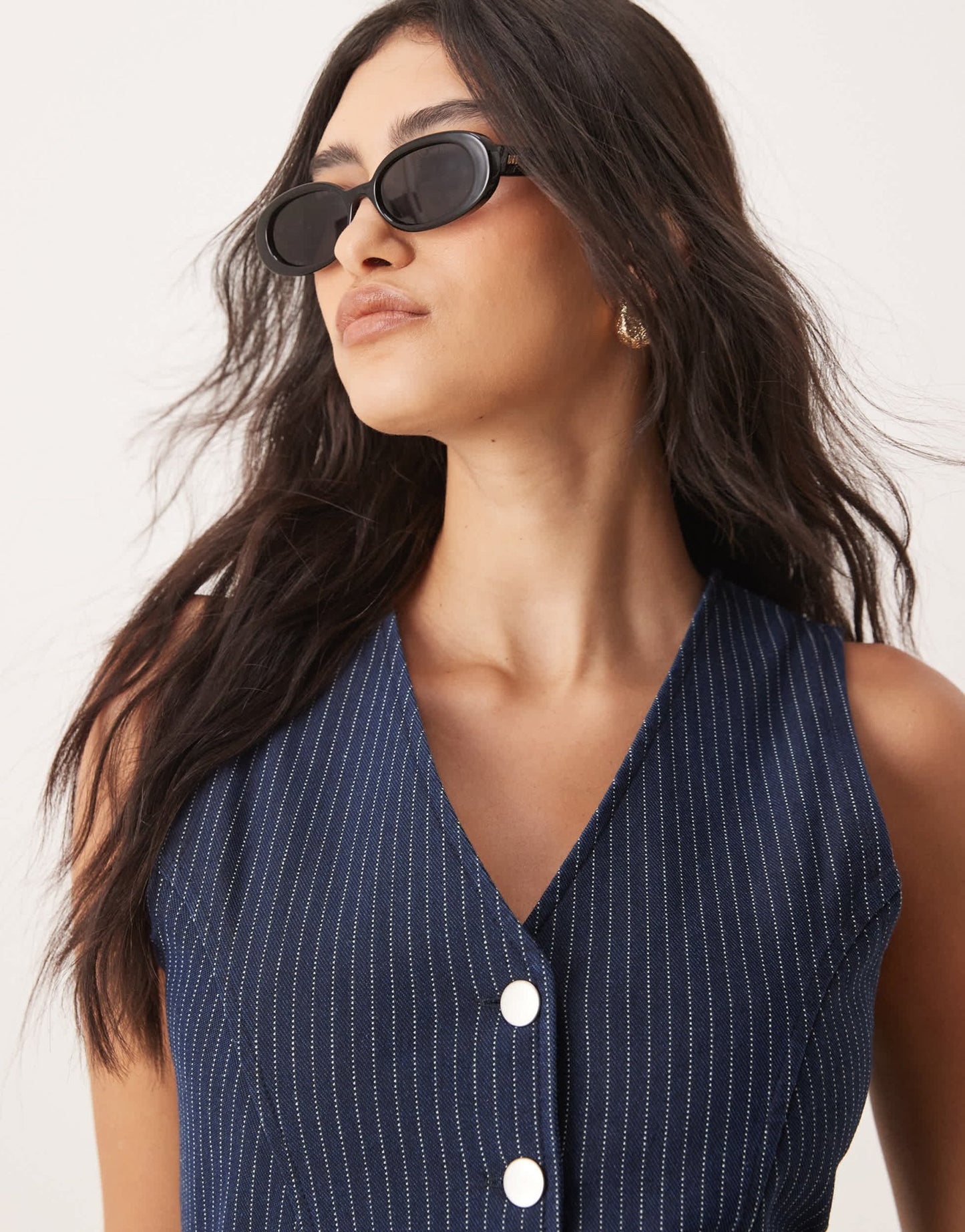 ASOS DESIGN denim look button down jersey waistcoat - ASOS Sample Sale