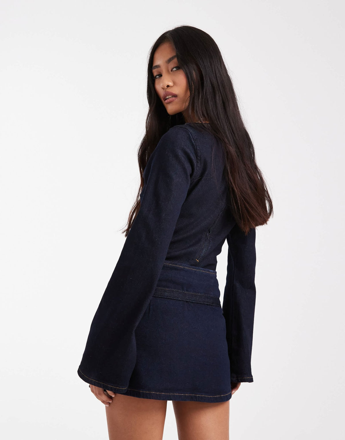 ASOS DESIGN denim micro mini skirt with skinny belt in indigo - ASOS Sample Sale