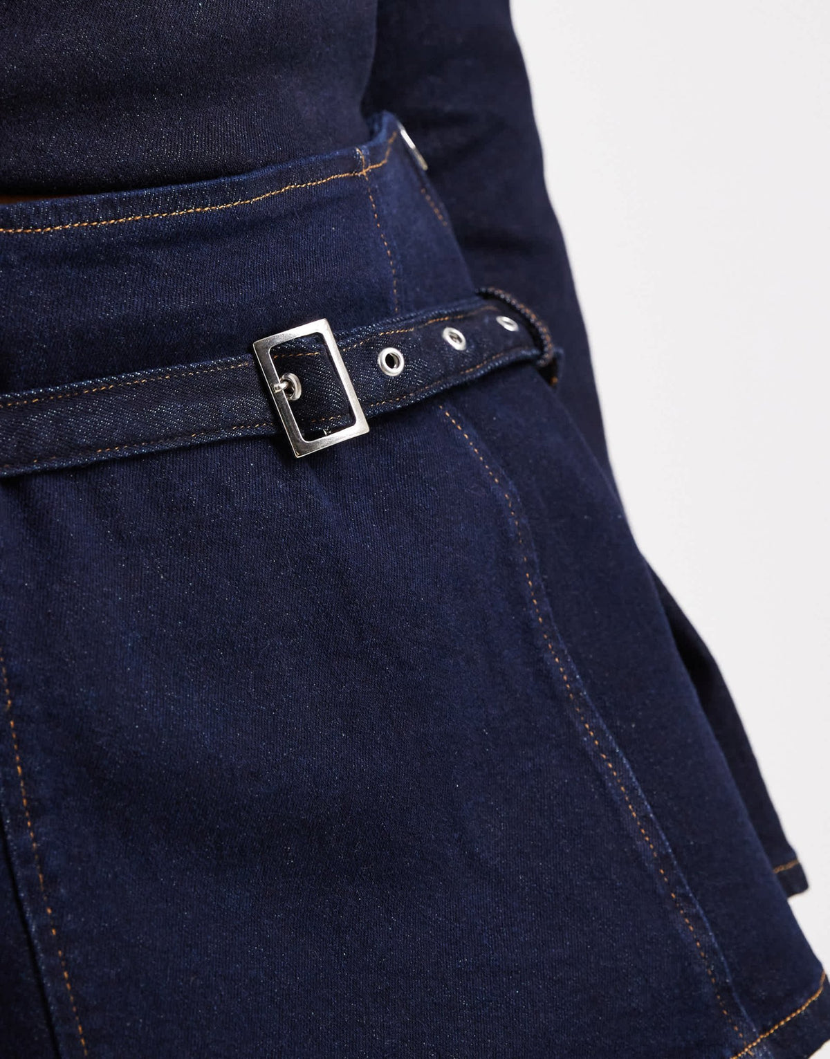 ASOS DESIGN denim micro mini skirt with skinny belt in indigo - ASOS Sample Sale