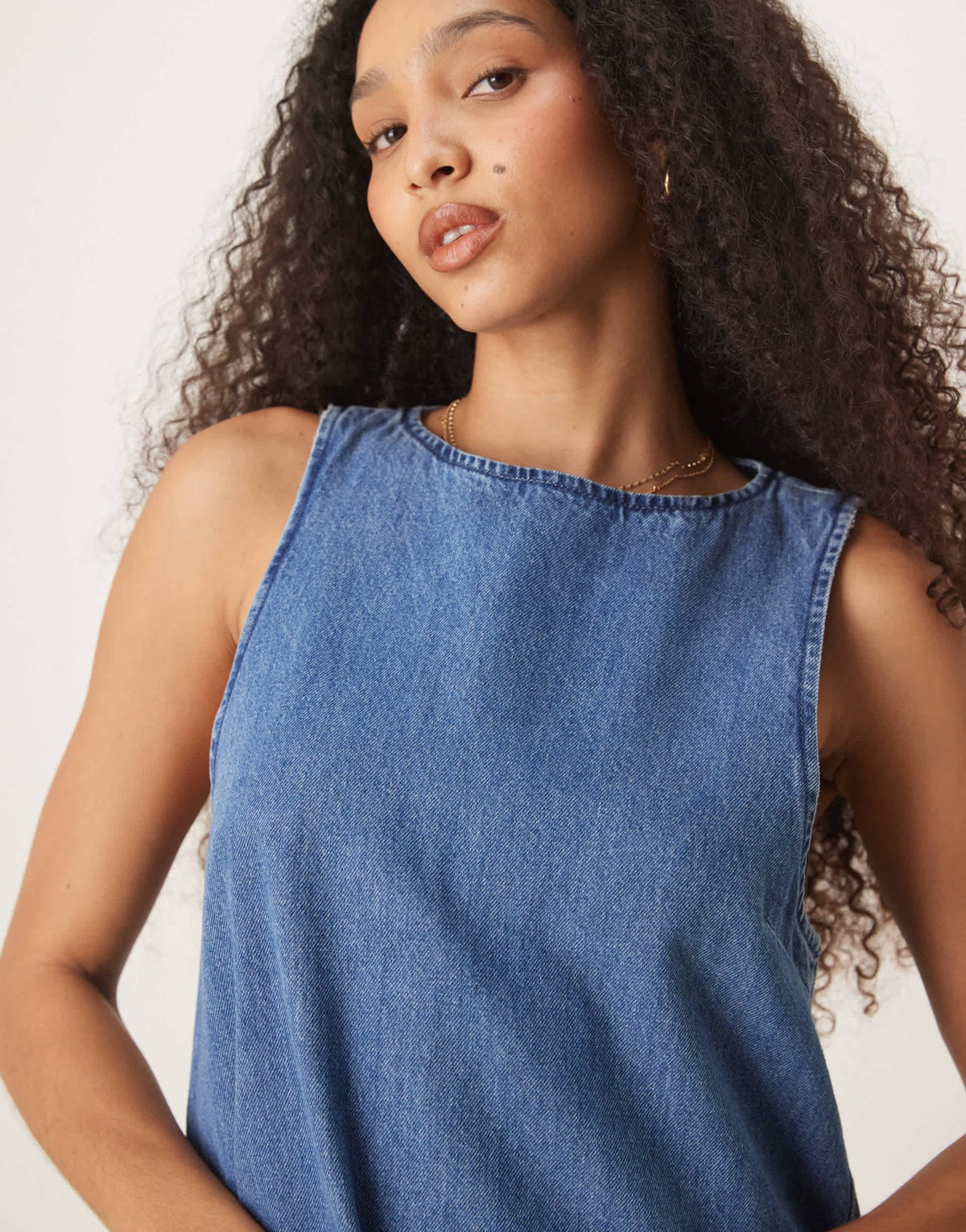 ASOS DESIGN denim mini shift dress in midwash blue - ASOS Sample Sale