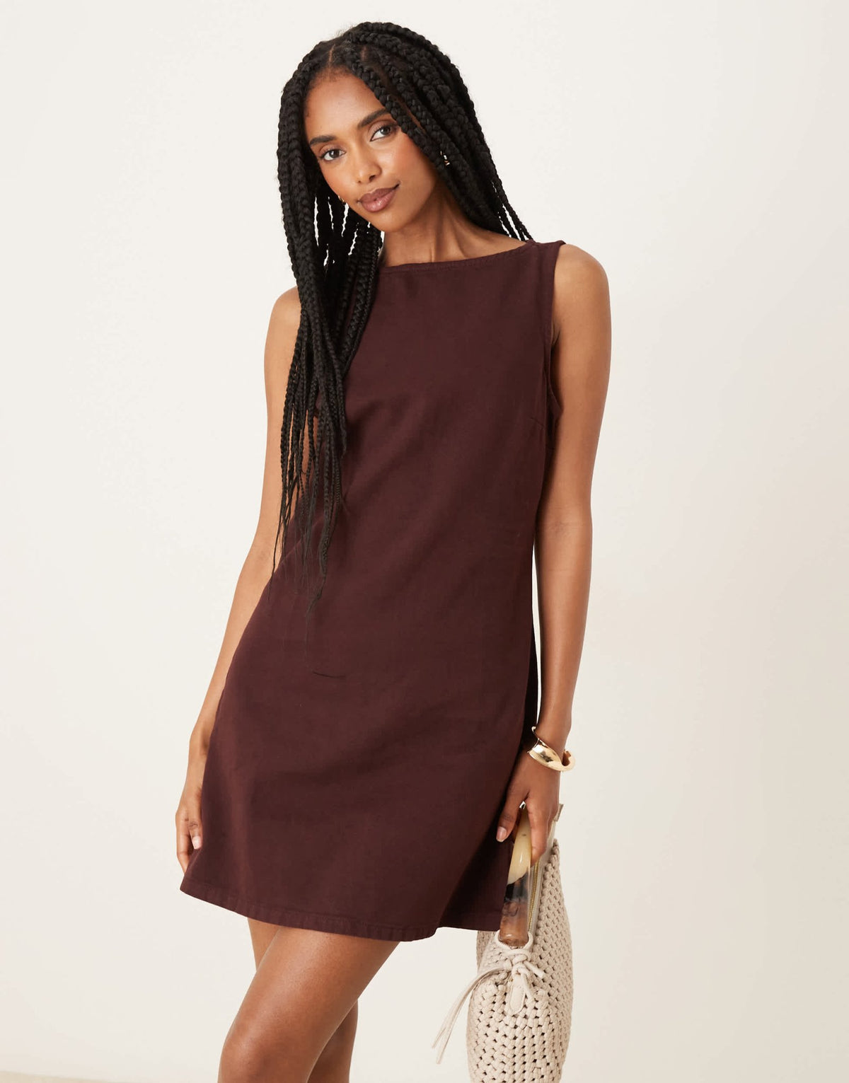 ASOS DESIGN denim mini shift dress in plum - ASOS Sample Sale