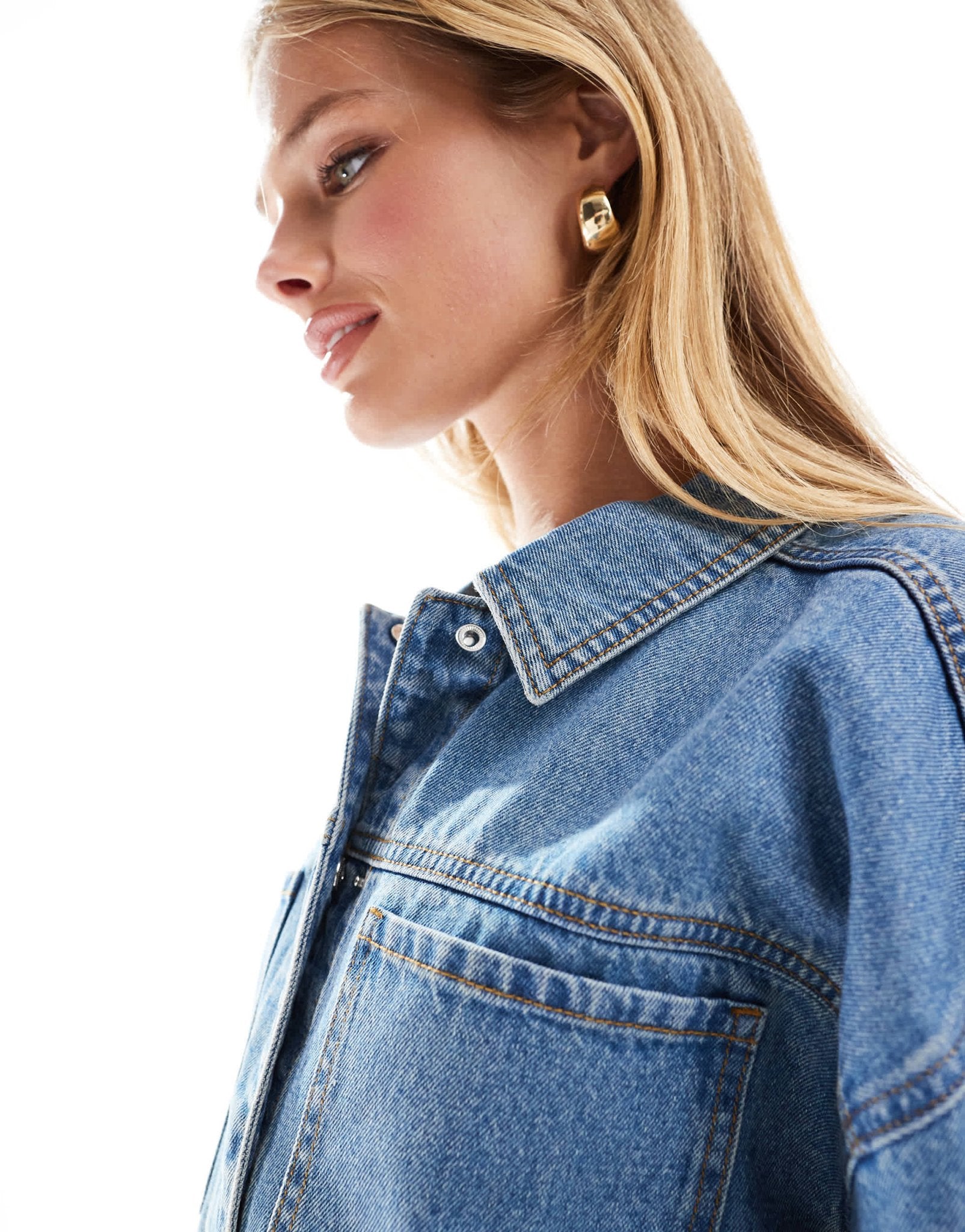 ASOS DESIGN denim mini shirt dress in midwash blue - ASOS Sample Sale