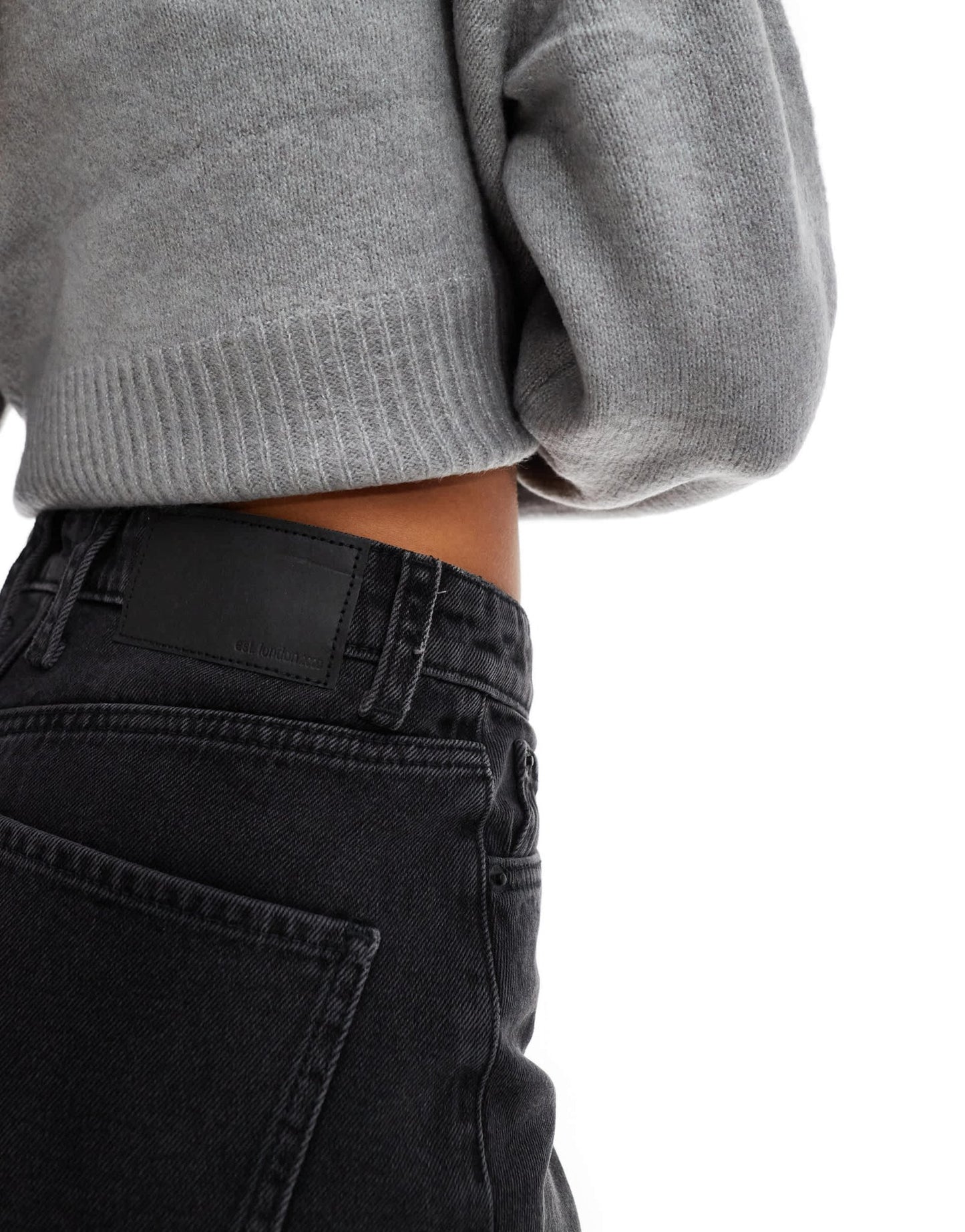 ASOS DESIGN denim mini skirt with cross front waist in wash black - ASOS Sample Sale