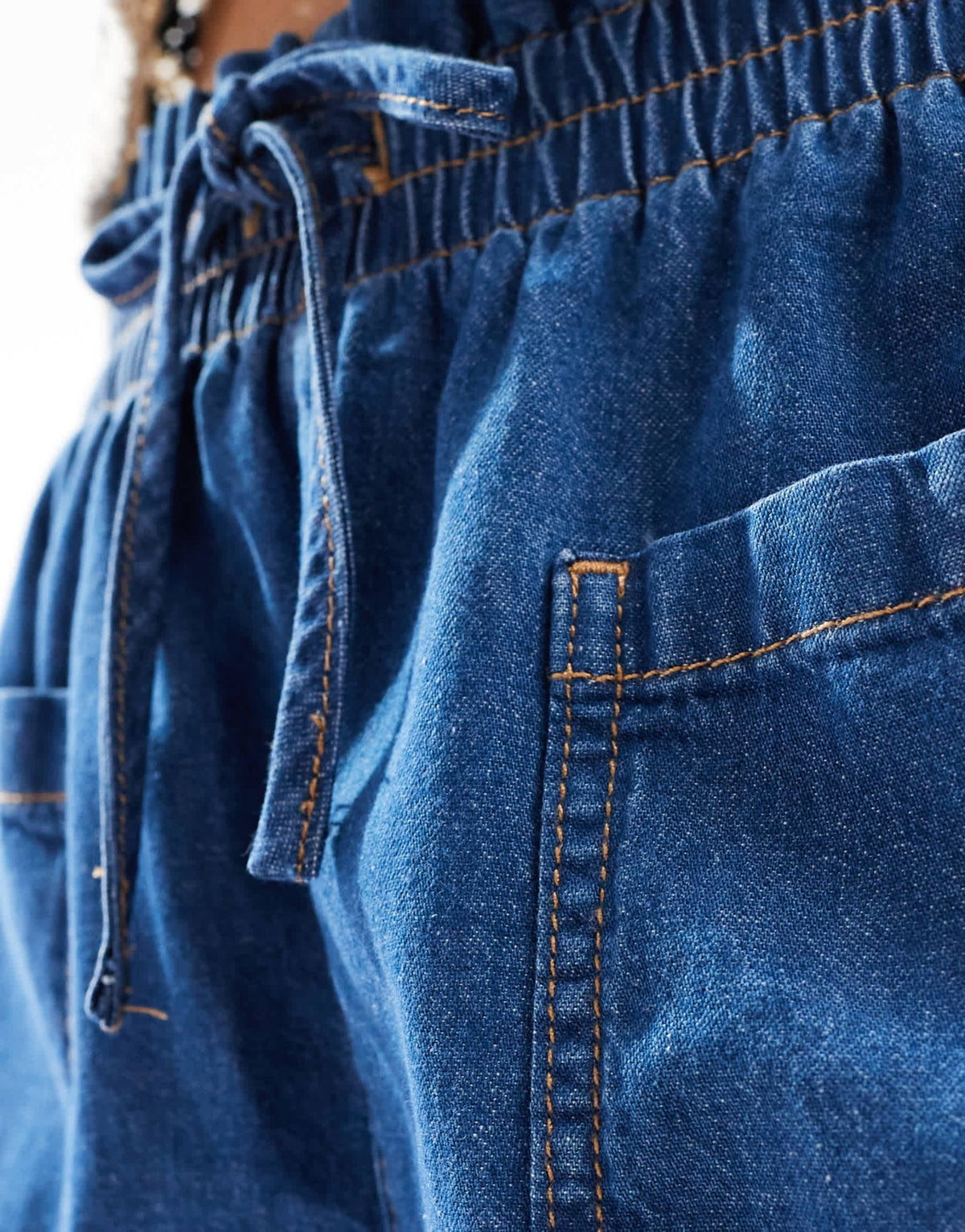 ASOS DESIGN denim pull on shorts in mid blue - ASOS Sample Sale