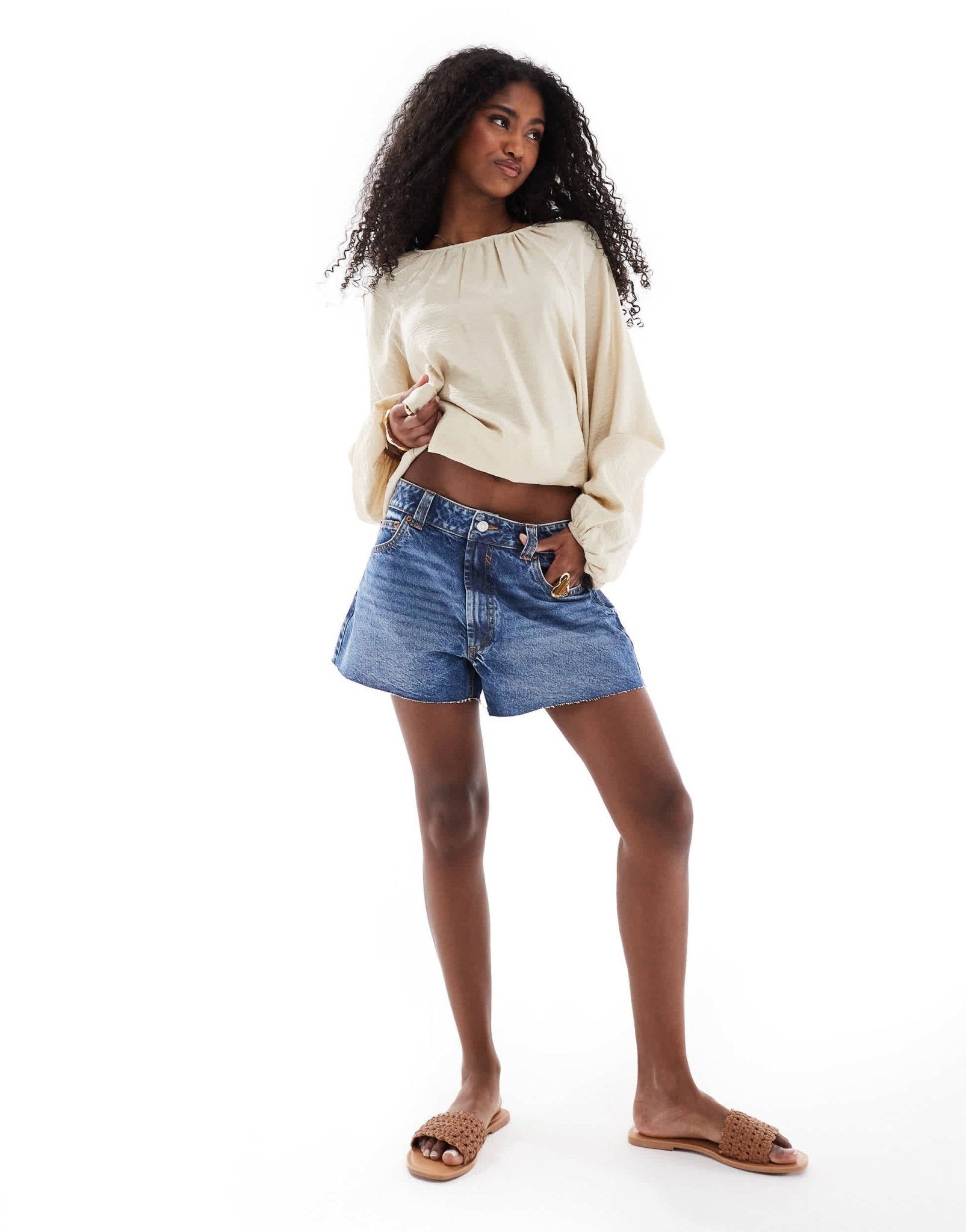 ASOS DESIGN denim relaxed short in midwash blue - ASOS Sample Sale