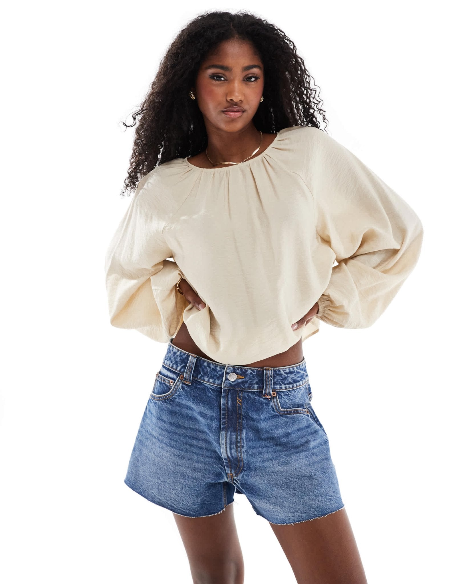 ASOS DESIGN denim relaxed short in midwash blue - ASOS Sample Sale