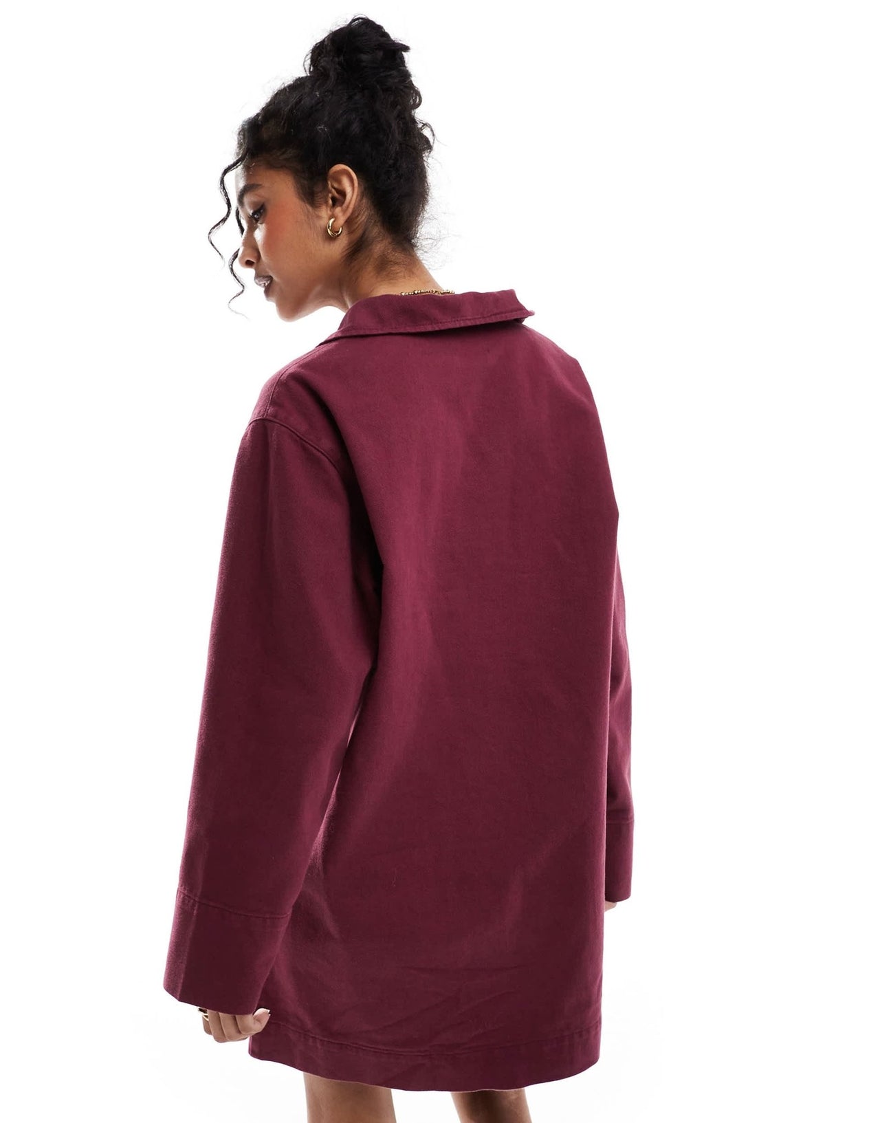 ASOS DESIGN denim rugby dress in burgundy - ASOS Sample Sale