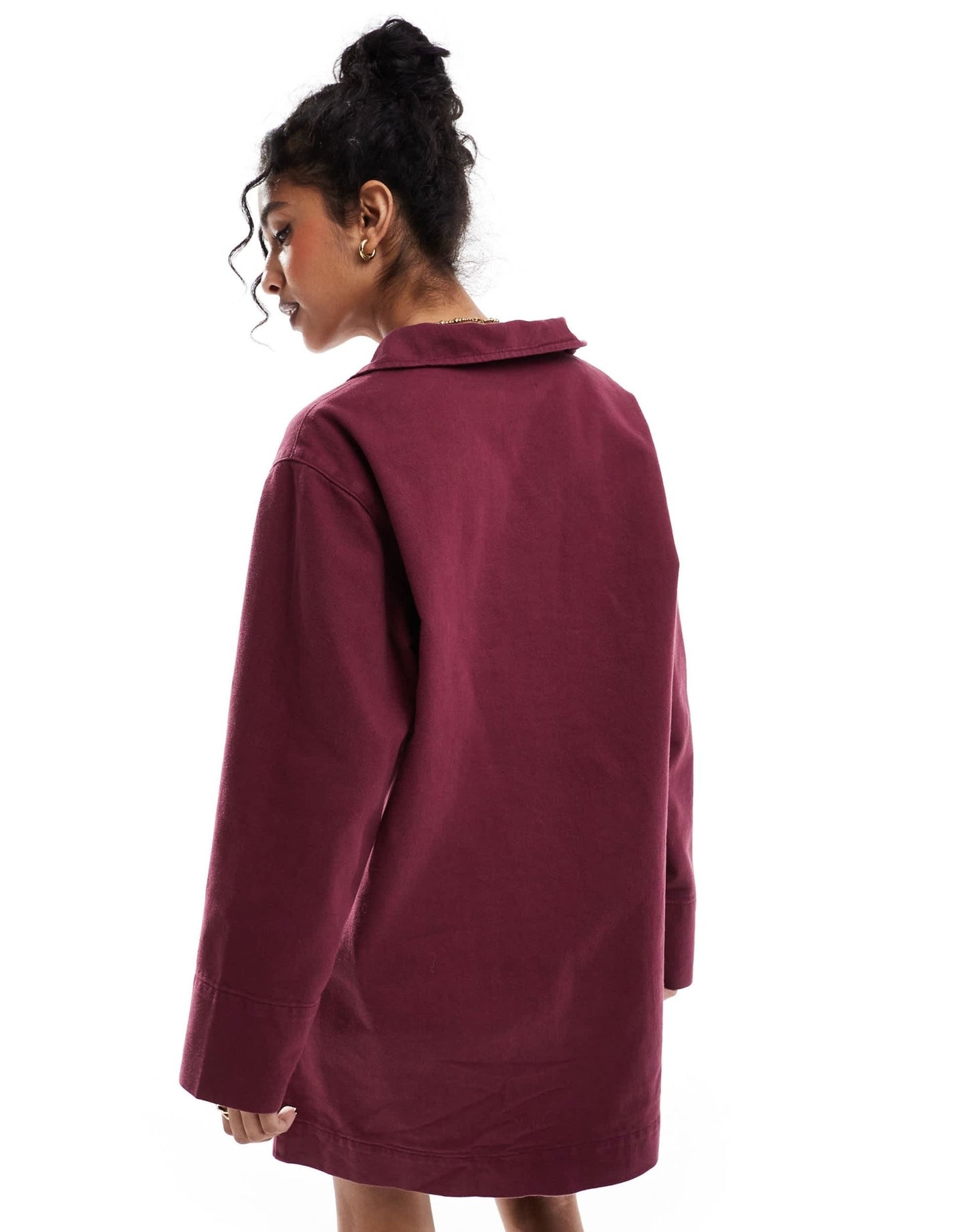 ASOS DESIGN denim rugby dress in burgundy - ASOS Sample Sale