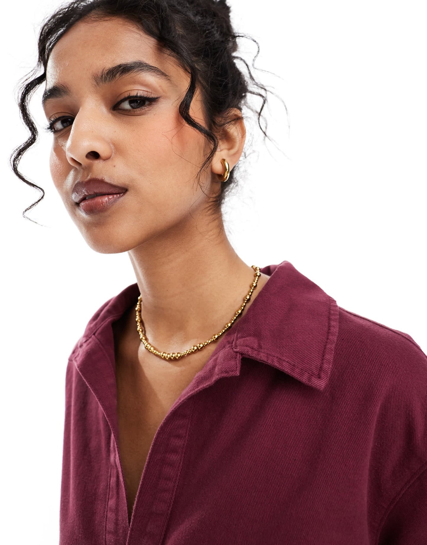 ASOS DESIGN denim rugby dress in burgundy - ASOS Sample Sale