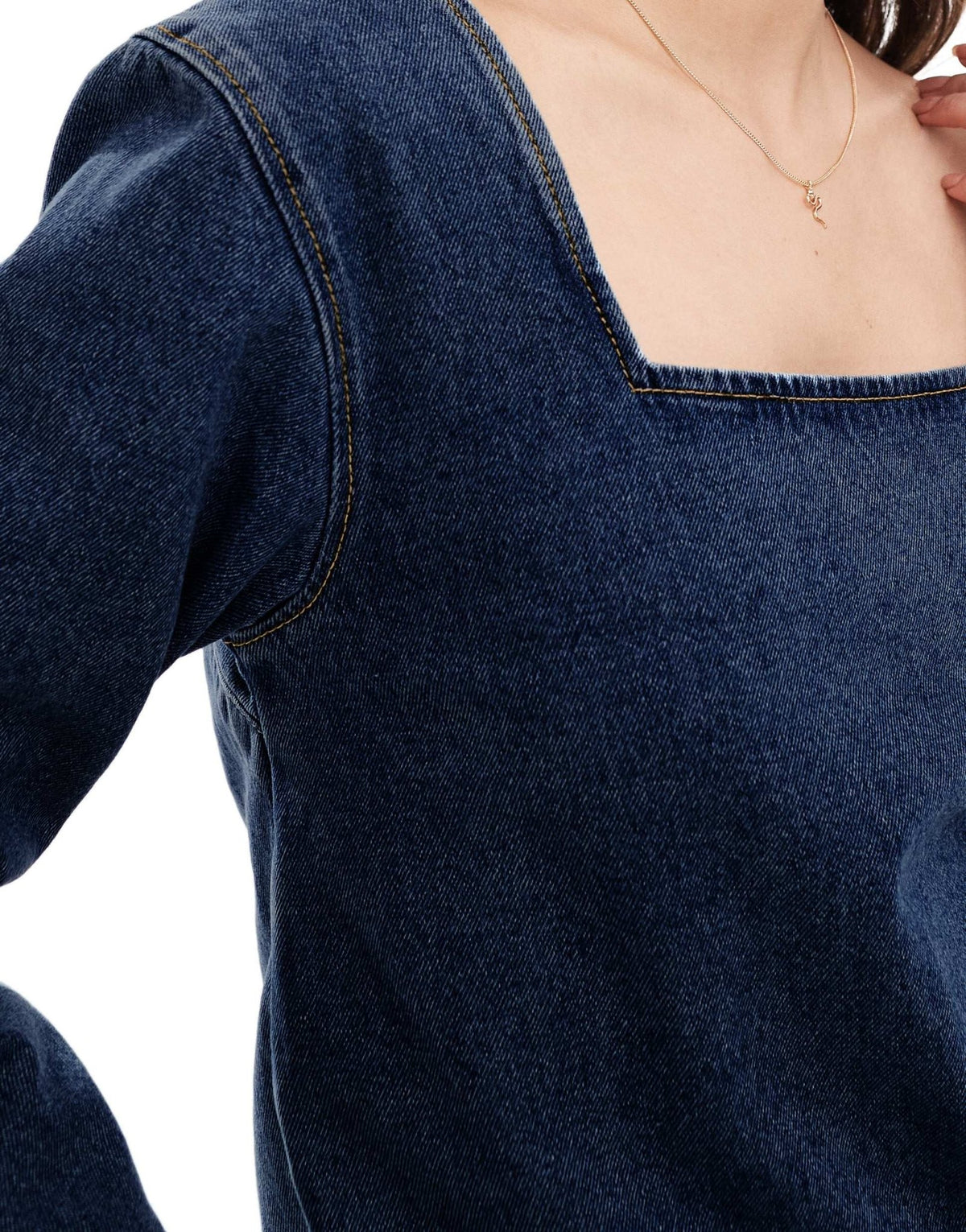 ASOS DESIGN denim seamed long sleeve top in dark indigo - ASOS Sample Sale