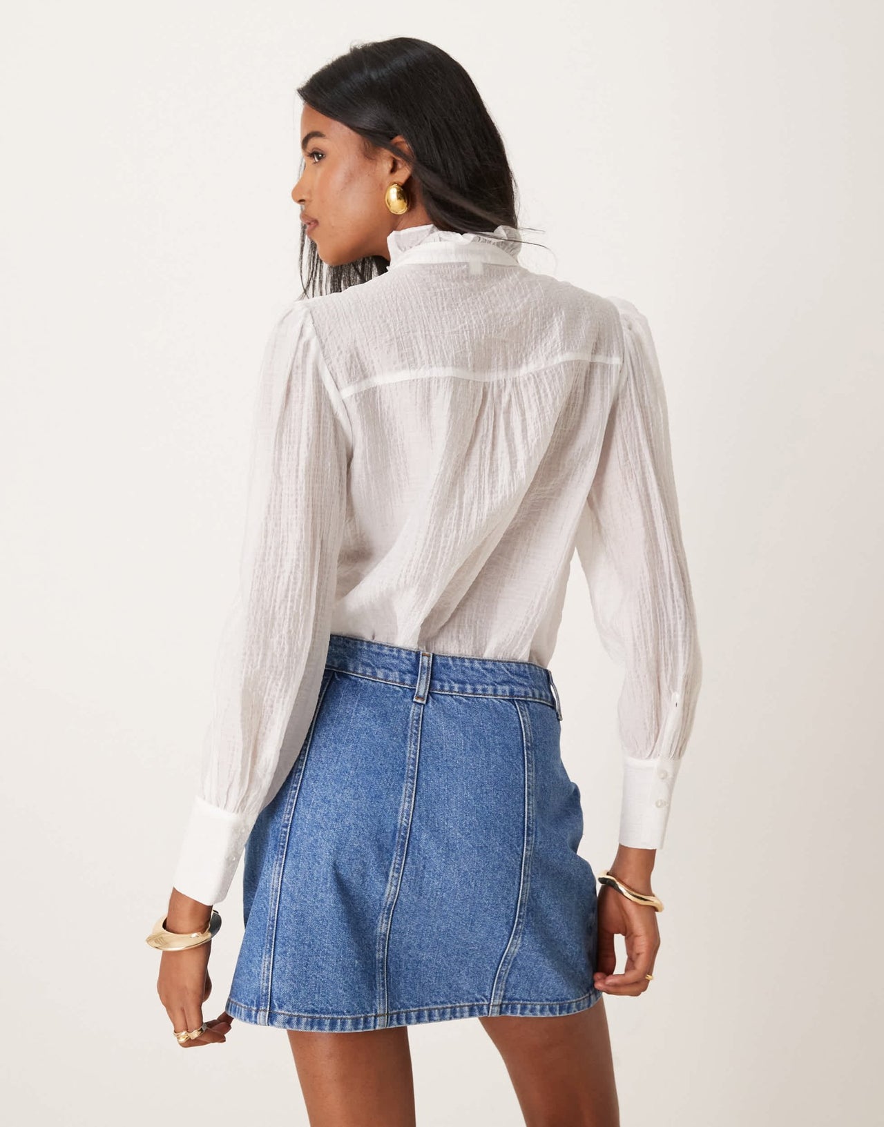 ASOS DESIGN denim seamed mini skirt in mid blue - ASOS Sample Sale