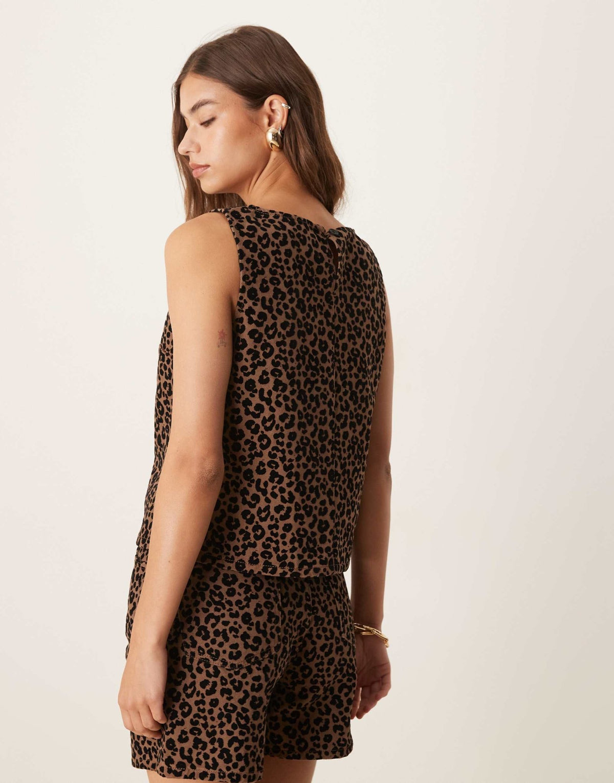 ASOS DESIGN denim shift top in flocked leopard - ASOS Sample Sale