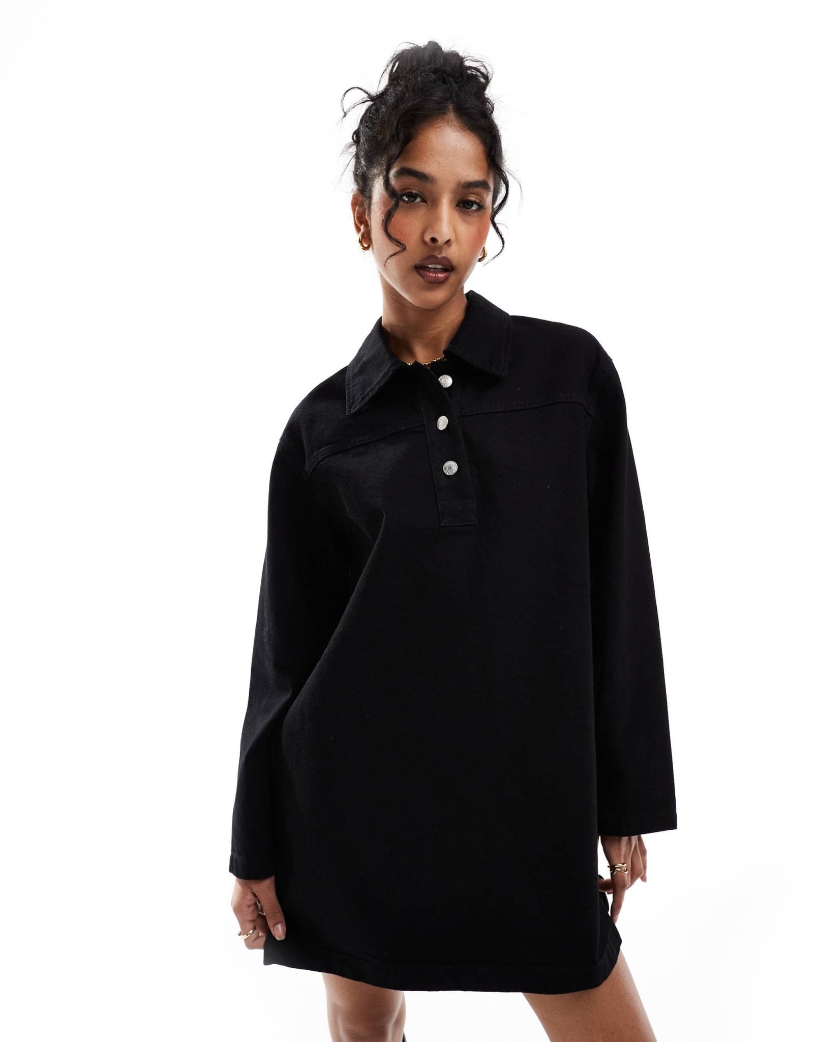 ASOS DESIGN denim shirt dress in black - ASOS Sample Sale