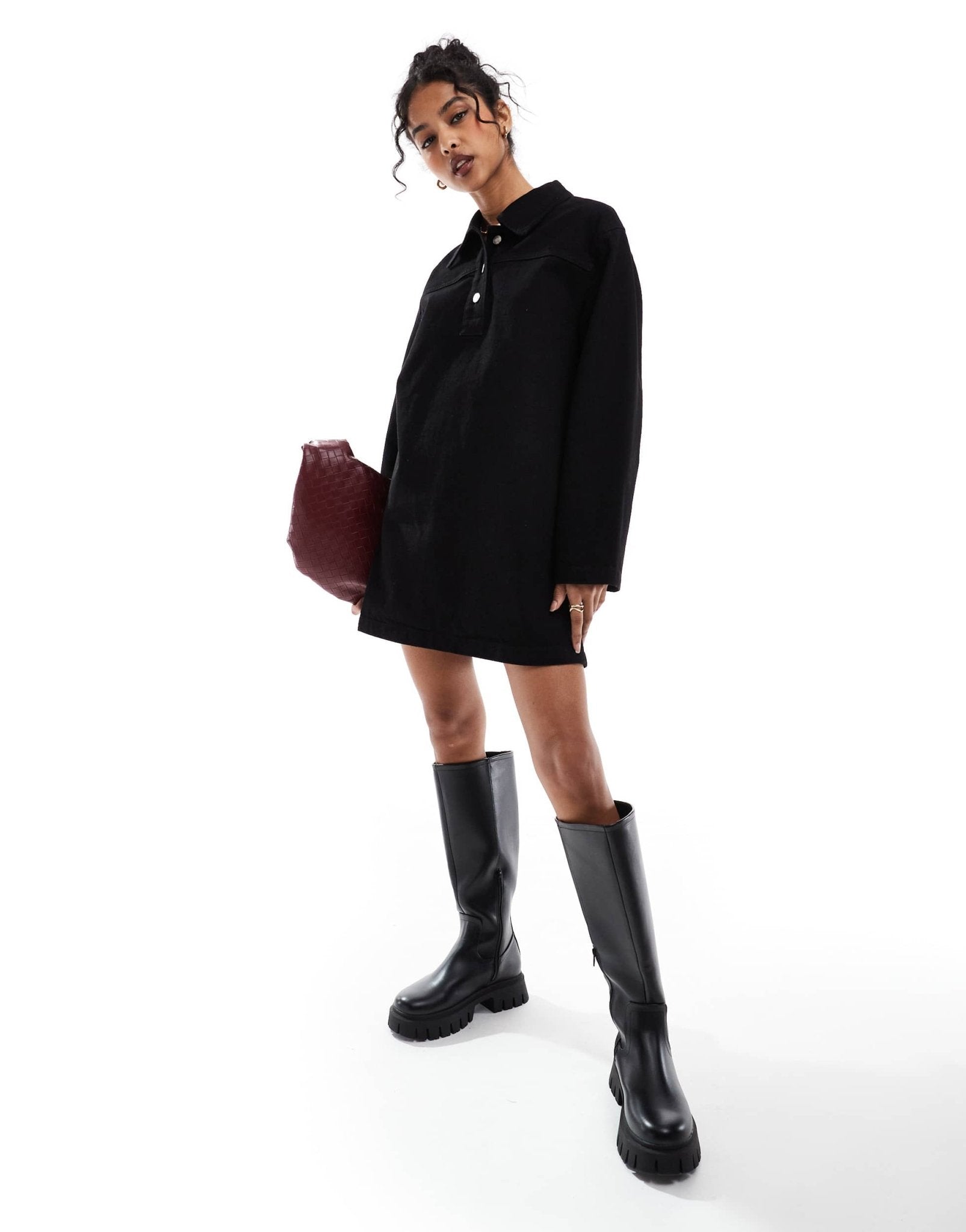 ASOS DESIGN denim shirt dress in black - ASOS Sample Sale