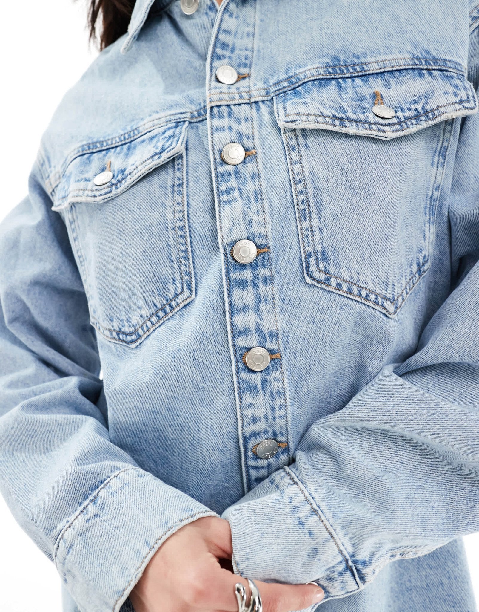 ASOS DESIGN denim short jumpsuit in bleach wash - ASOS Sample Sale