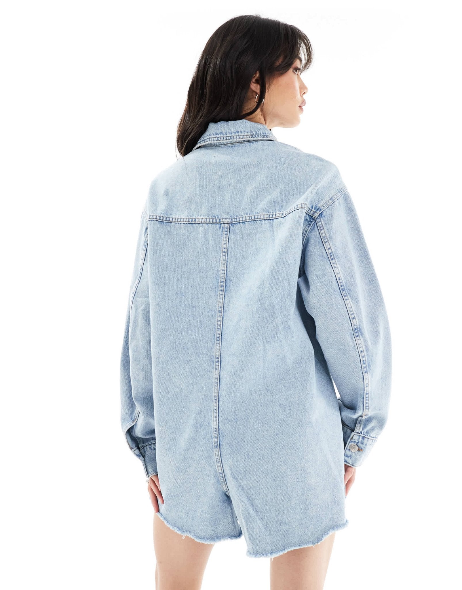ASOS DESIGN denim short jumpsuit in bleach wash - ASOS Sample Sale