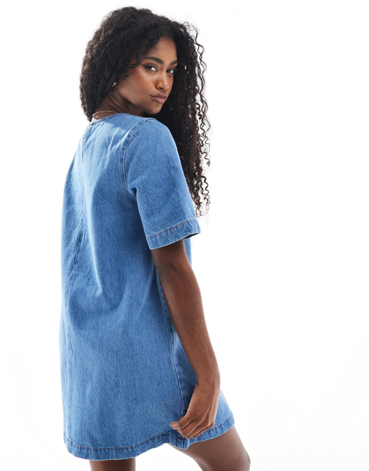 ASOS DESIGN denim t-shirt mini dress in mid blue - ASOS Sample Sale