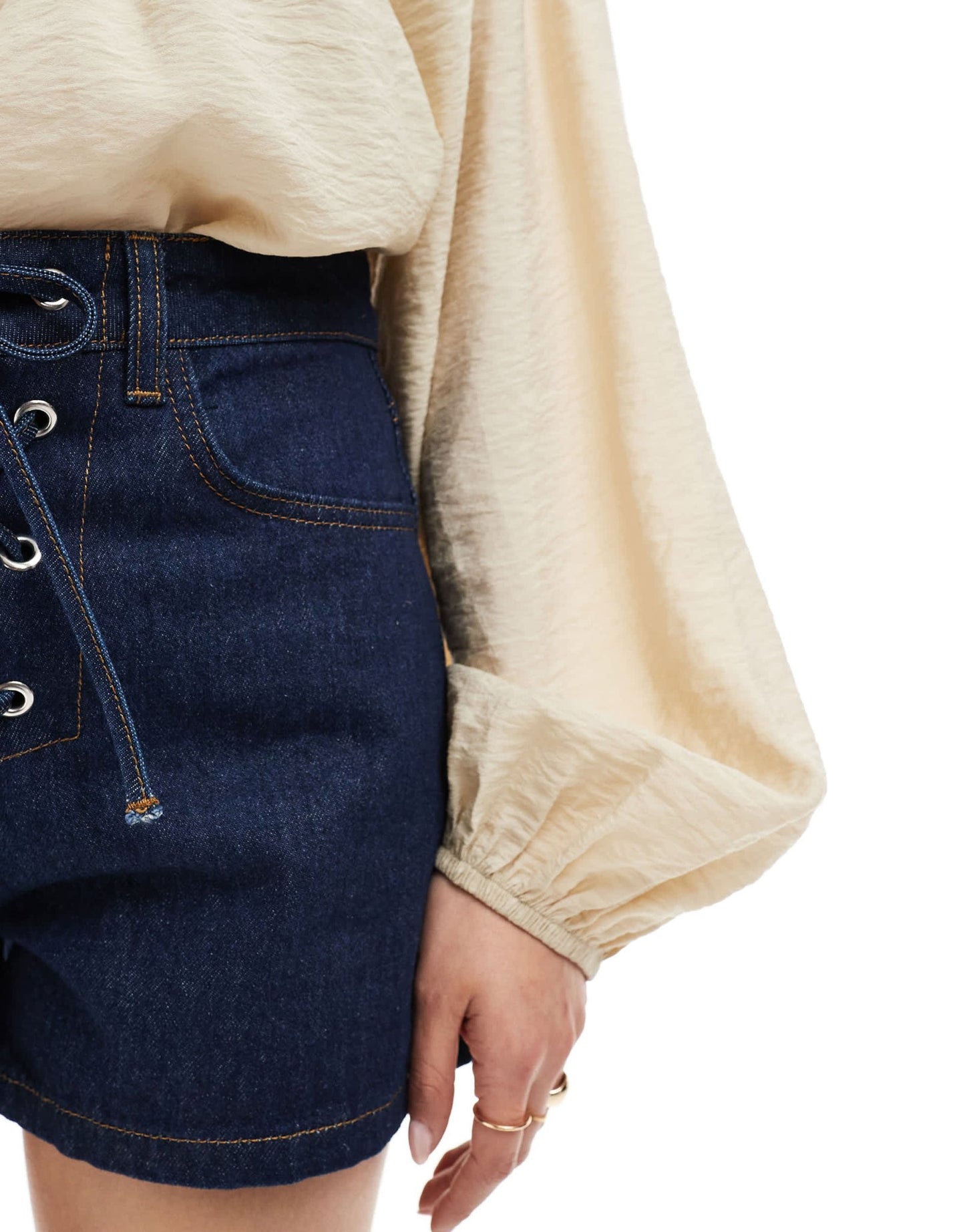 ASOS DESIGN denim tie front short in indigo - ASOS Sample Sale