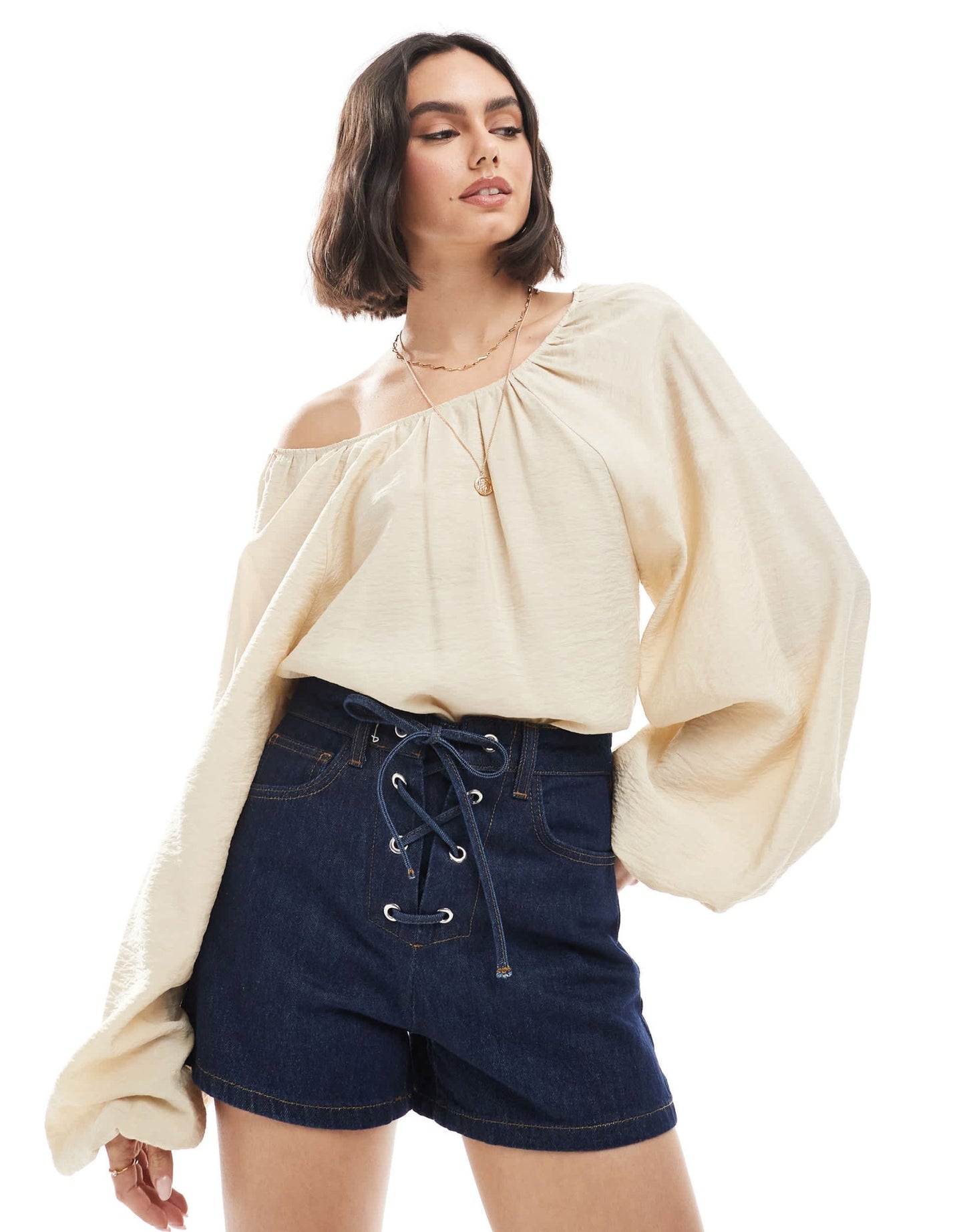 ASOS DESIGN denim tie front short in indigo - ASOS Sample Sale