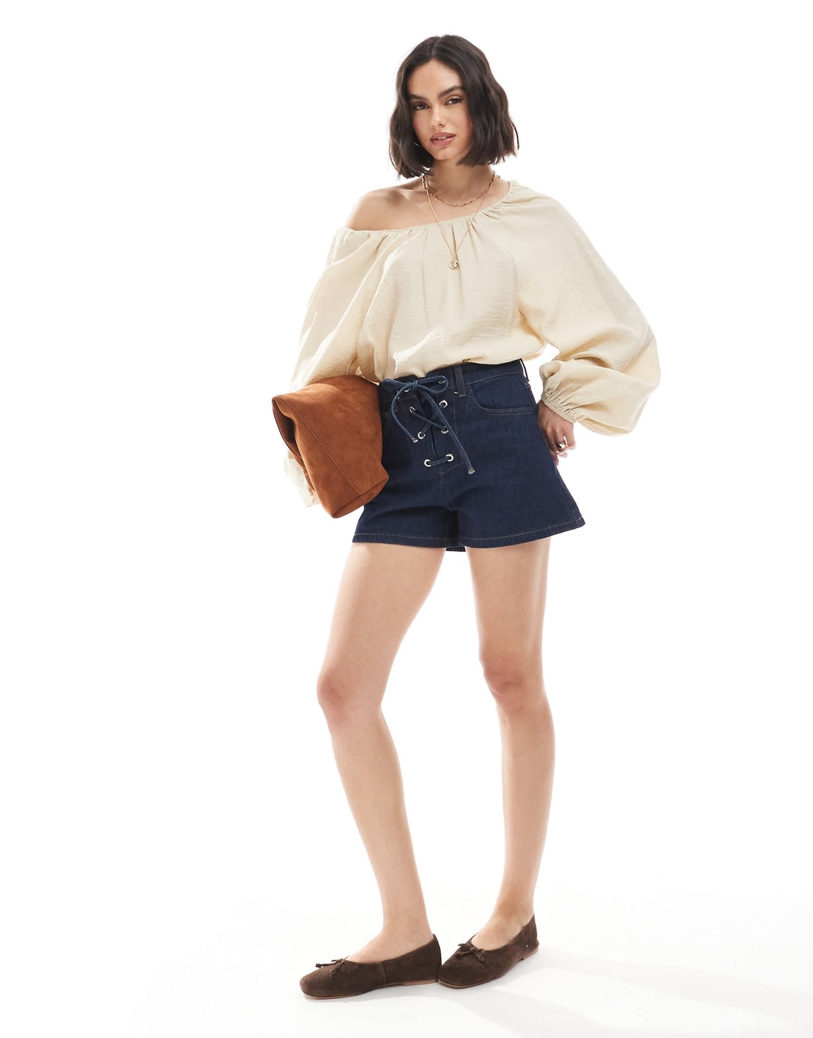 ASOS DESIGN denim tie front short in indigo - ASOS Sample Sale