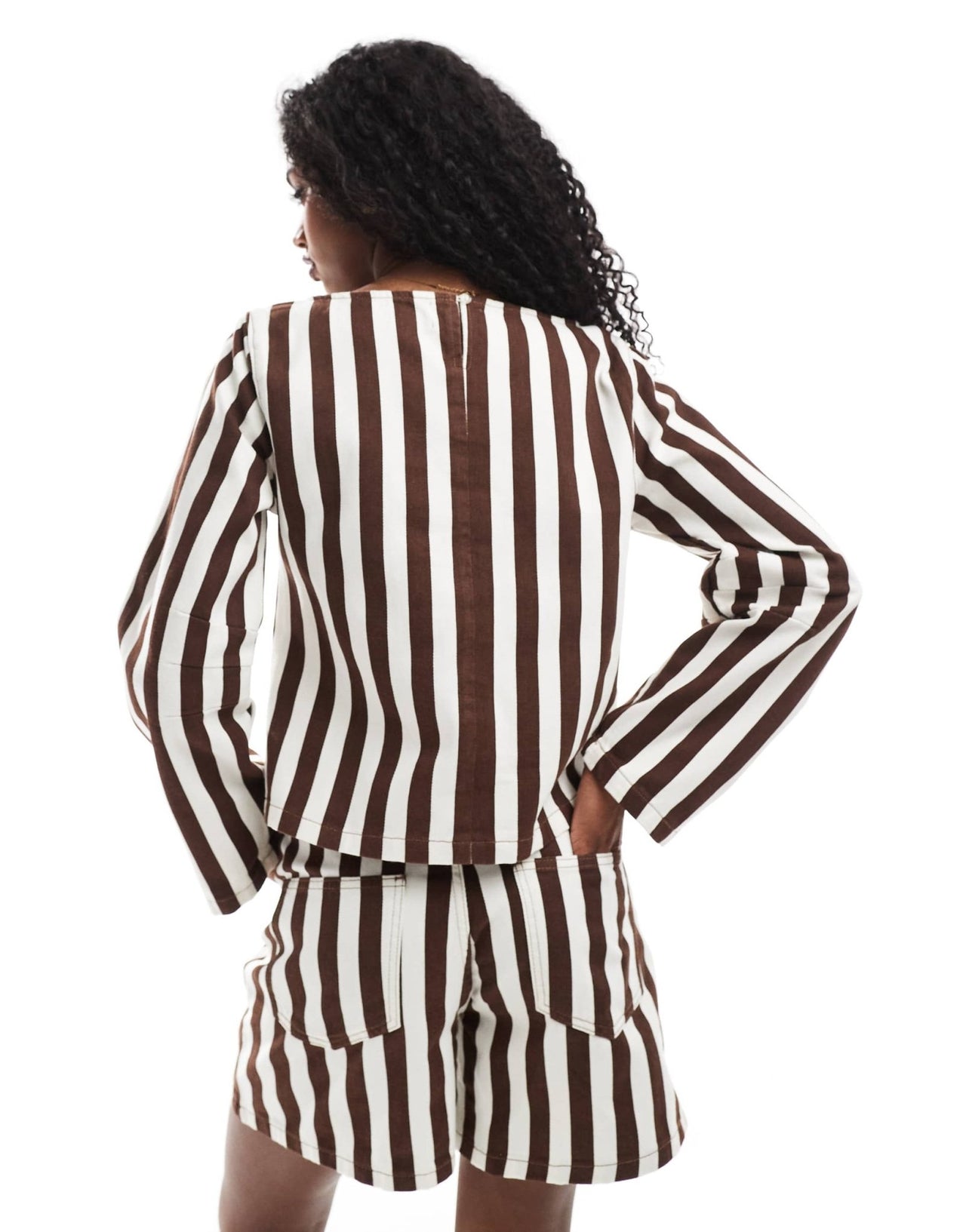 ASOS DESIGN denim top with cocoon sleeve in wide stripe - ASOS Sample Sale