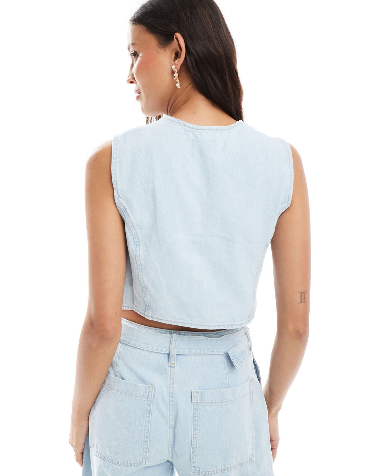 ASOS DESIGN denim waistcoat co-ord in light blue - ASOS Sample Sale