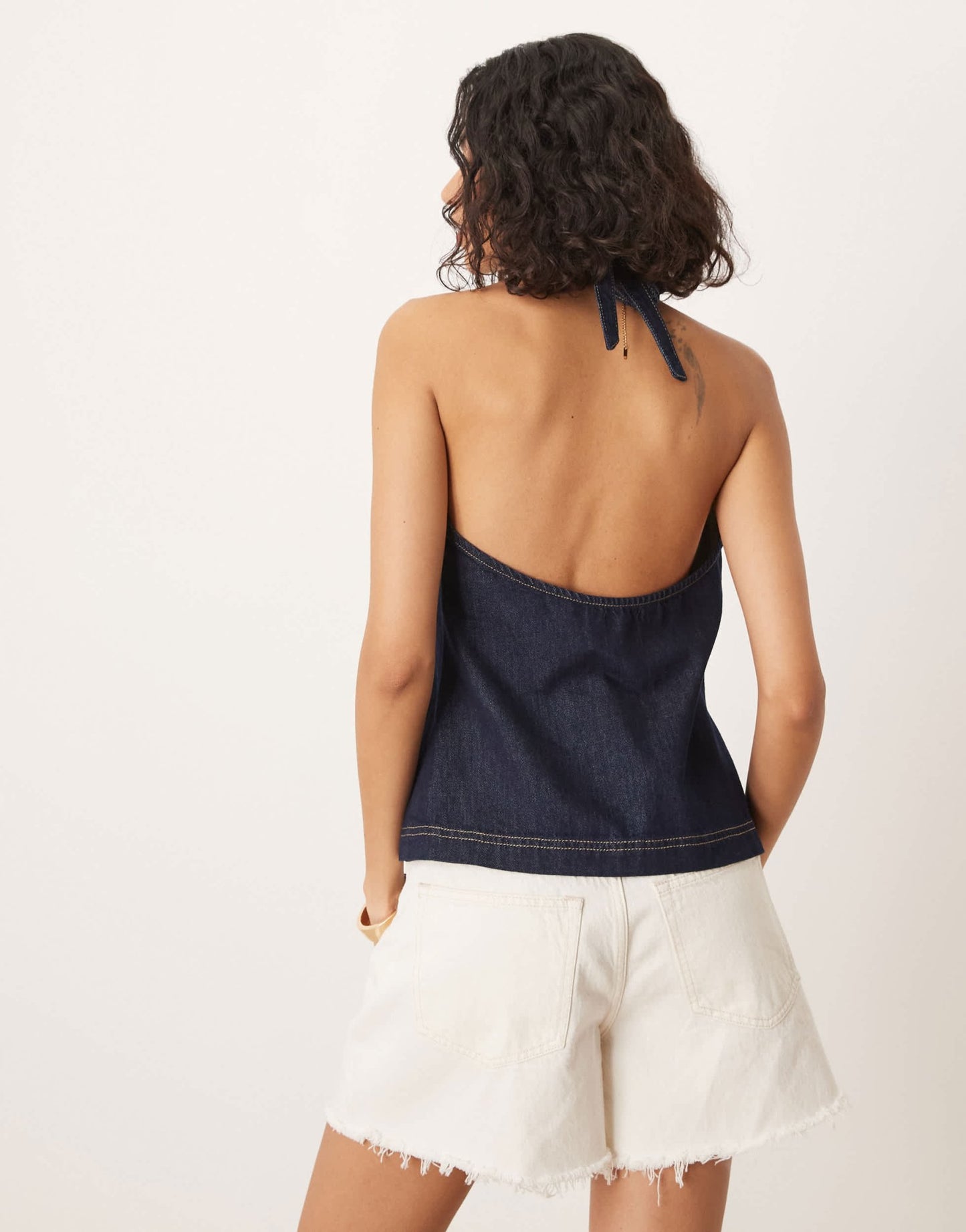 ASOS DESIGN denim waistcoat with halter neck - ASOS Sample Sale