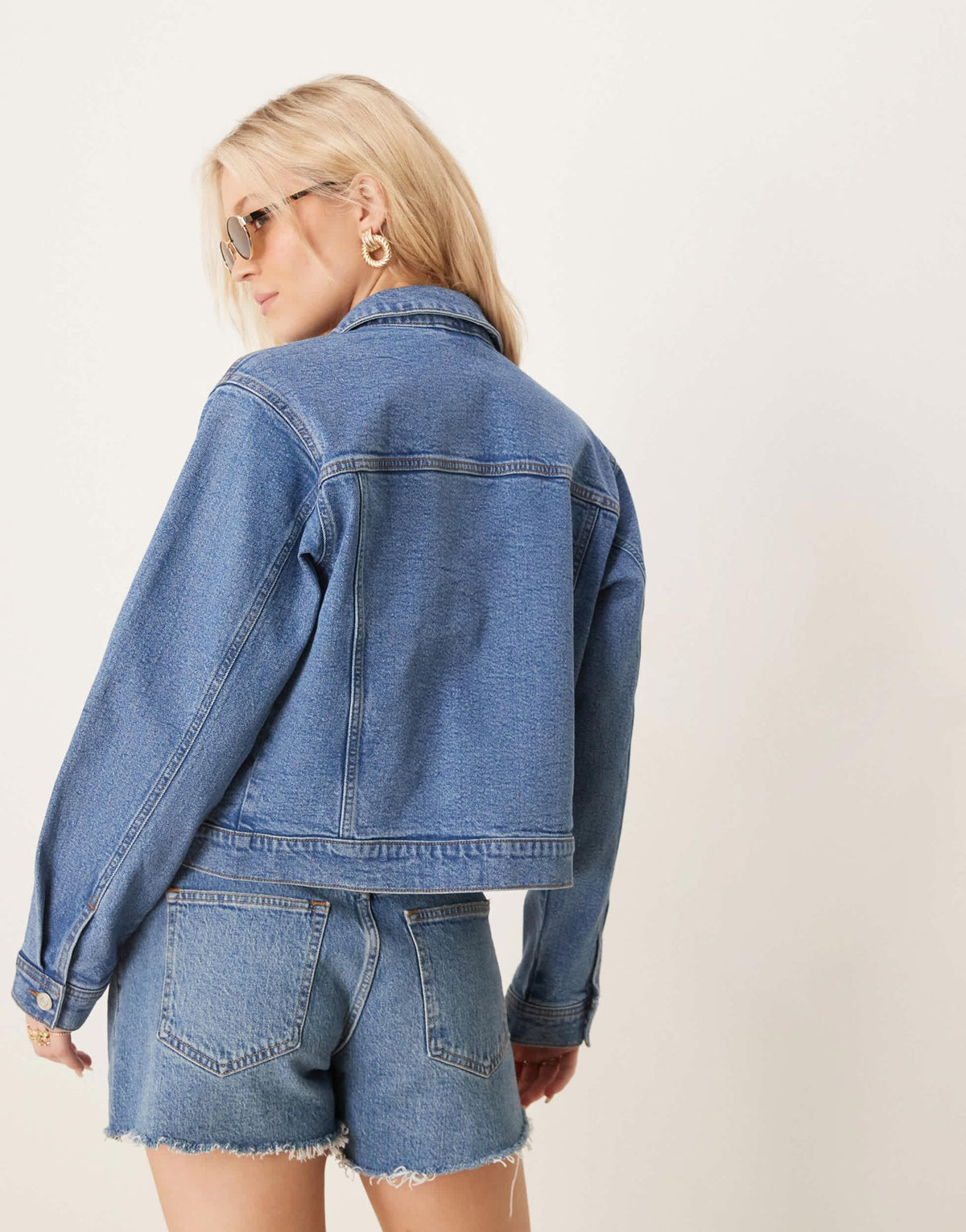 ASOS DESIGN denim western jacket in midwash blue - ASOS Sample Sale