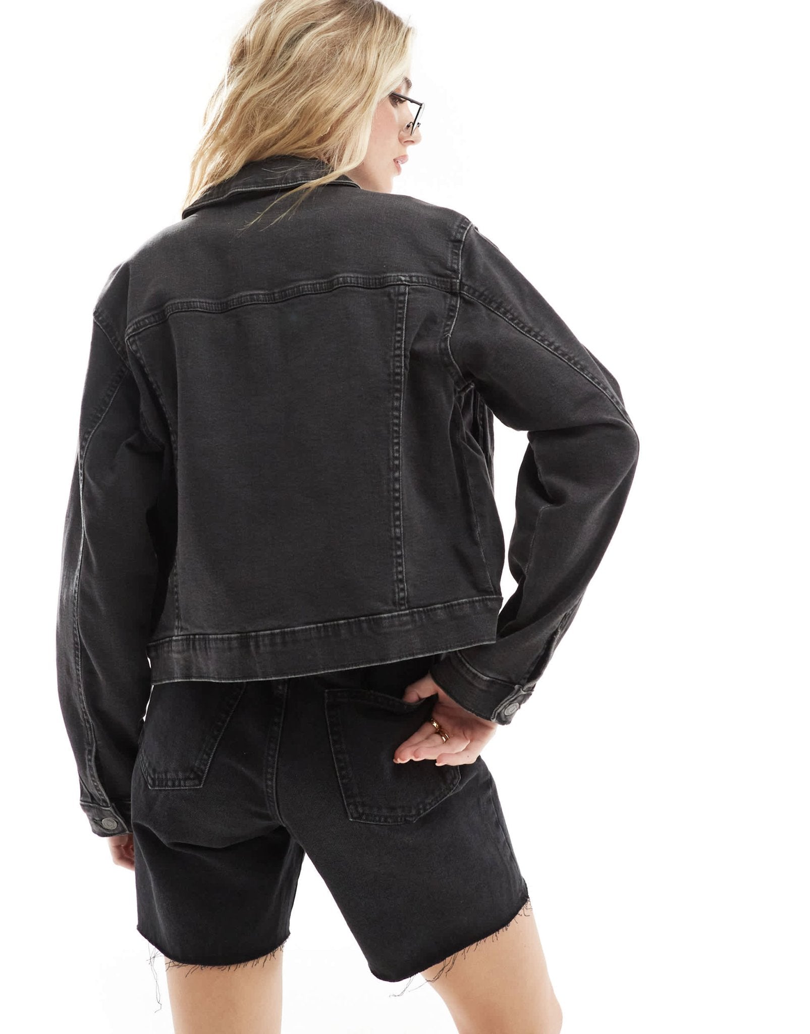ASOS DESIGN denim western jacket in wash black - ASOS Sample Sale